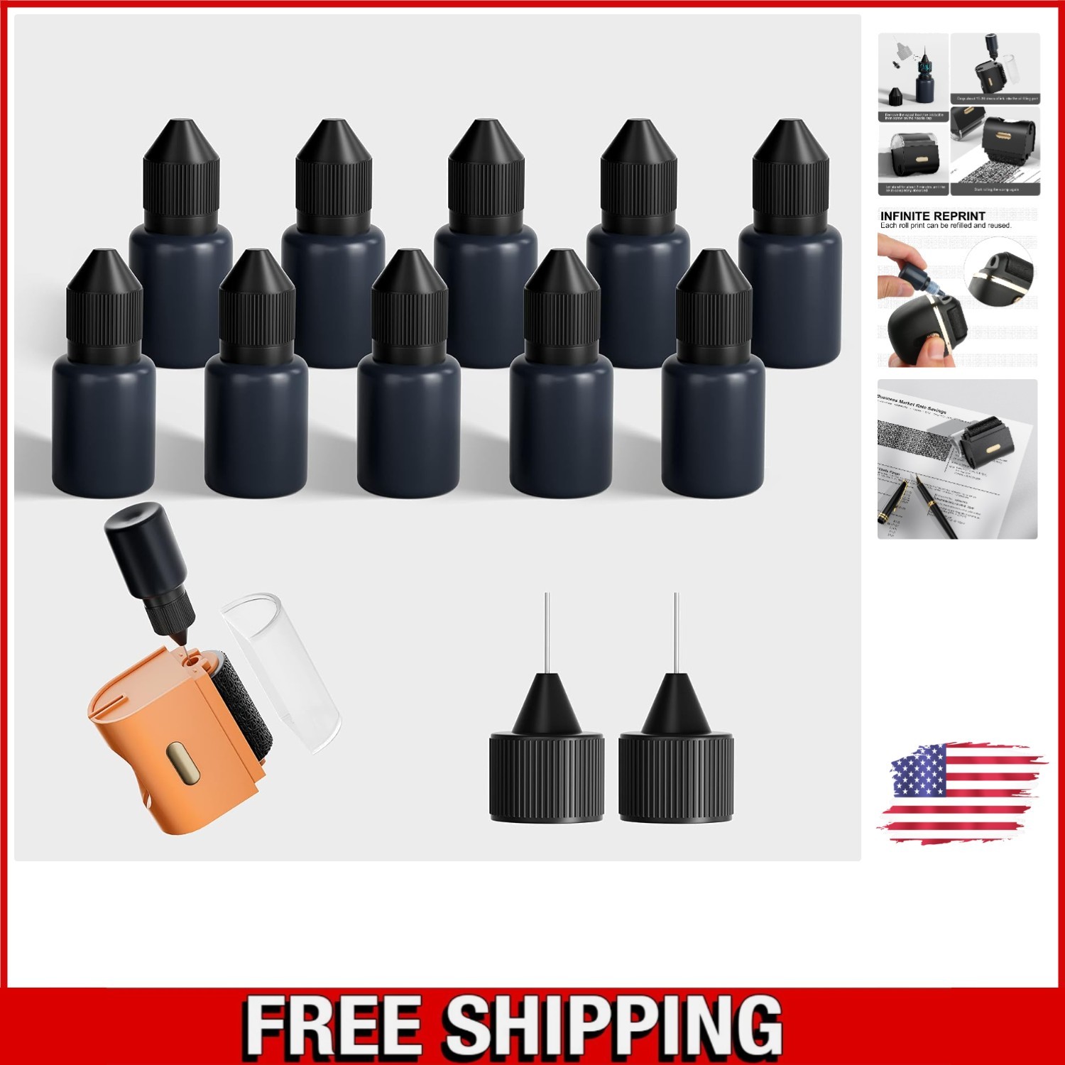 Wide Coverage Identity Protection Roller Stamps - 10 Pack for Document Security