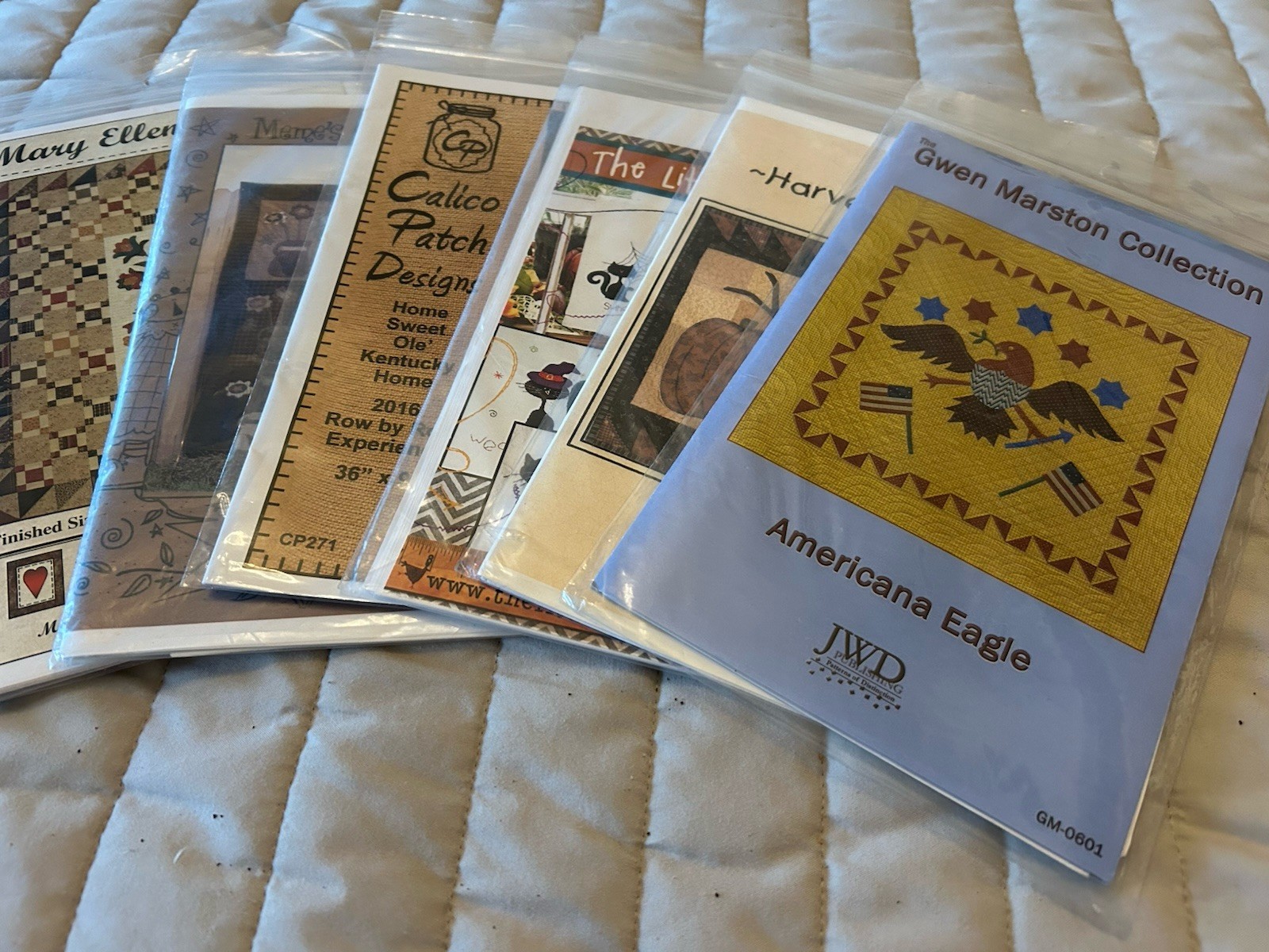 Lot Of Six Quilted Wall Hanging Pattern Kits For Experienced Quilters-No Fabric