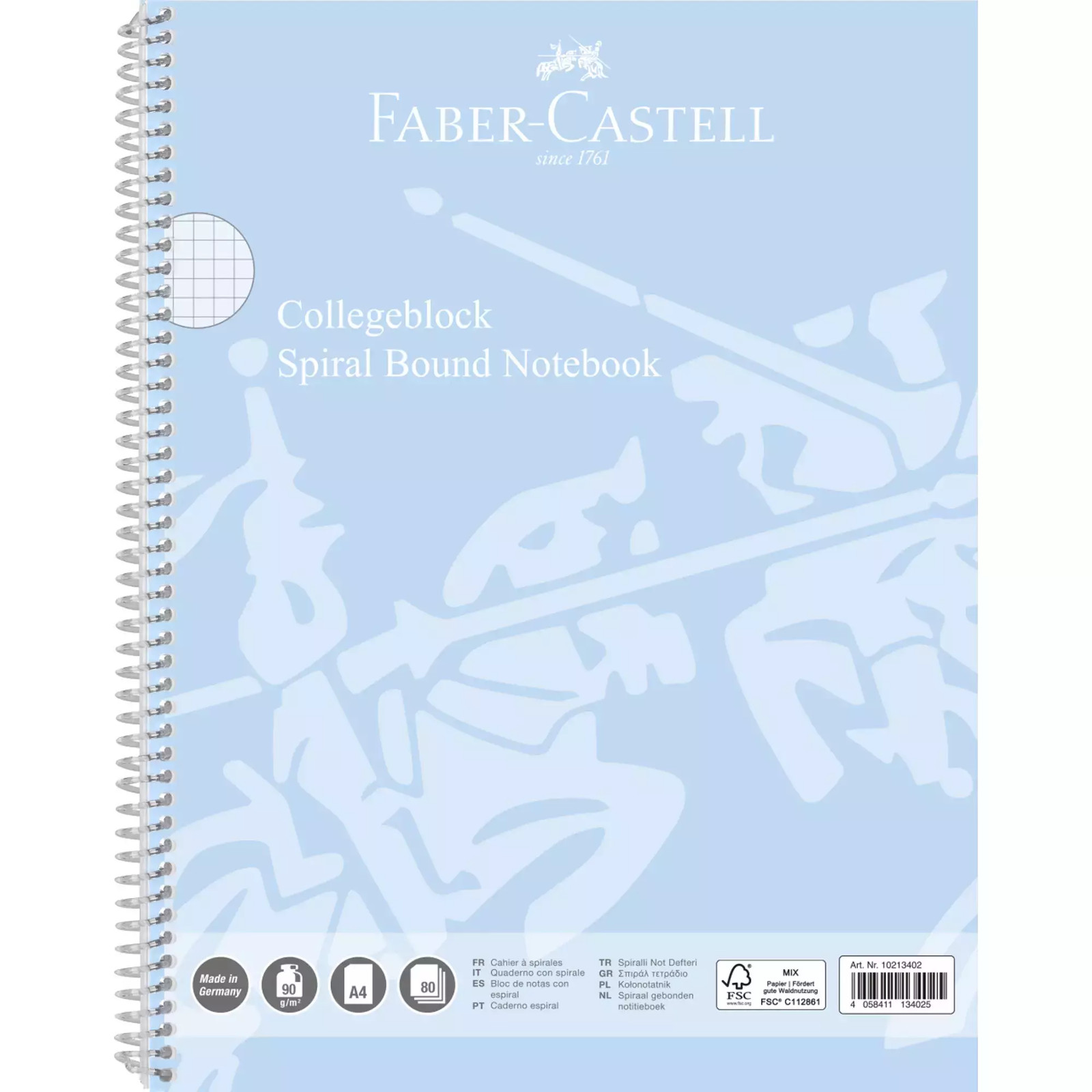 4058411134025 Kołonotatnik A4 Faber-Castell 80 k. w kratkę błekitny Faber Castel