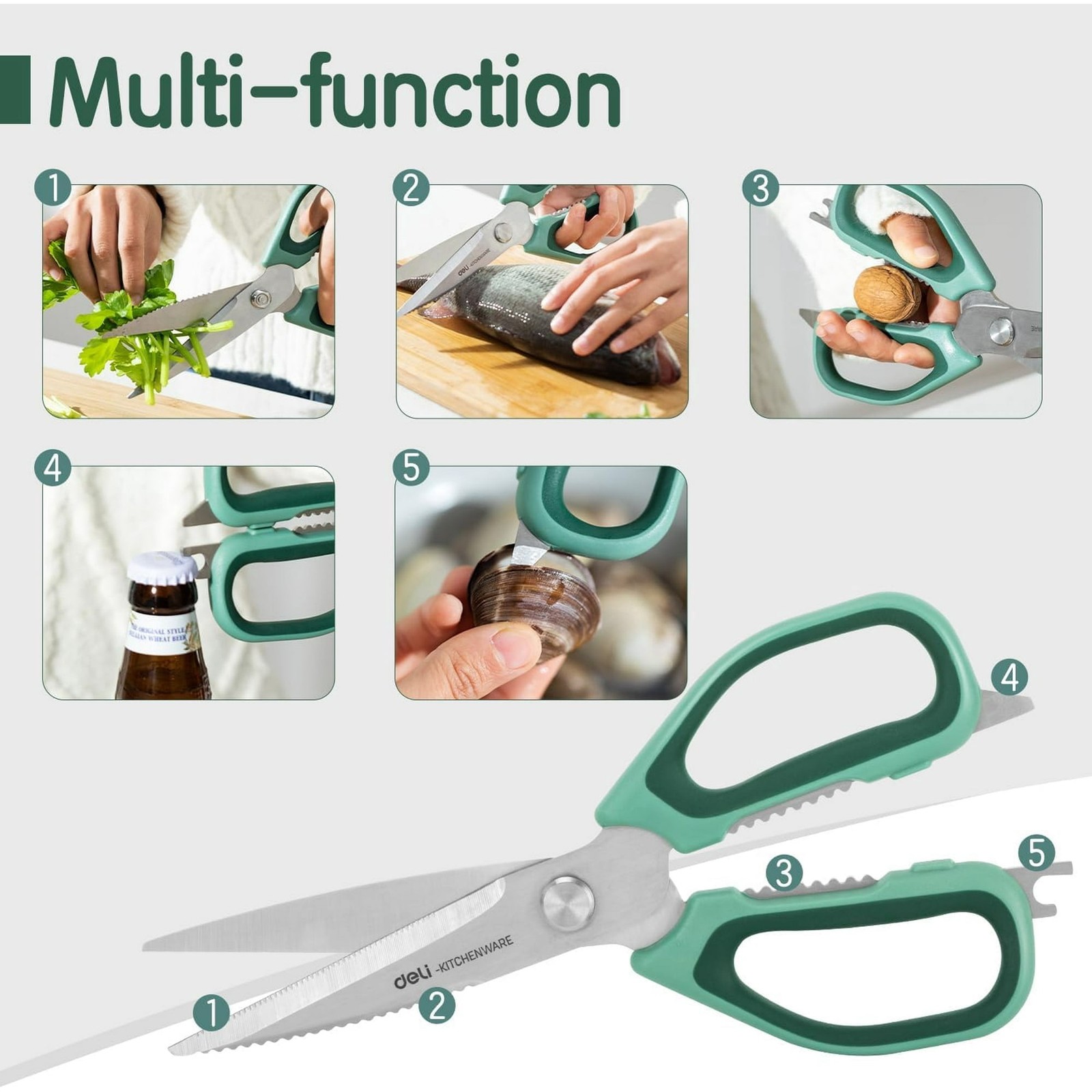 Deli 2 Pack Kitchen Scissor 5 in 1