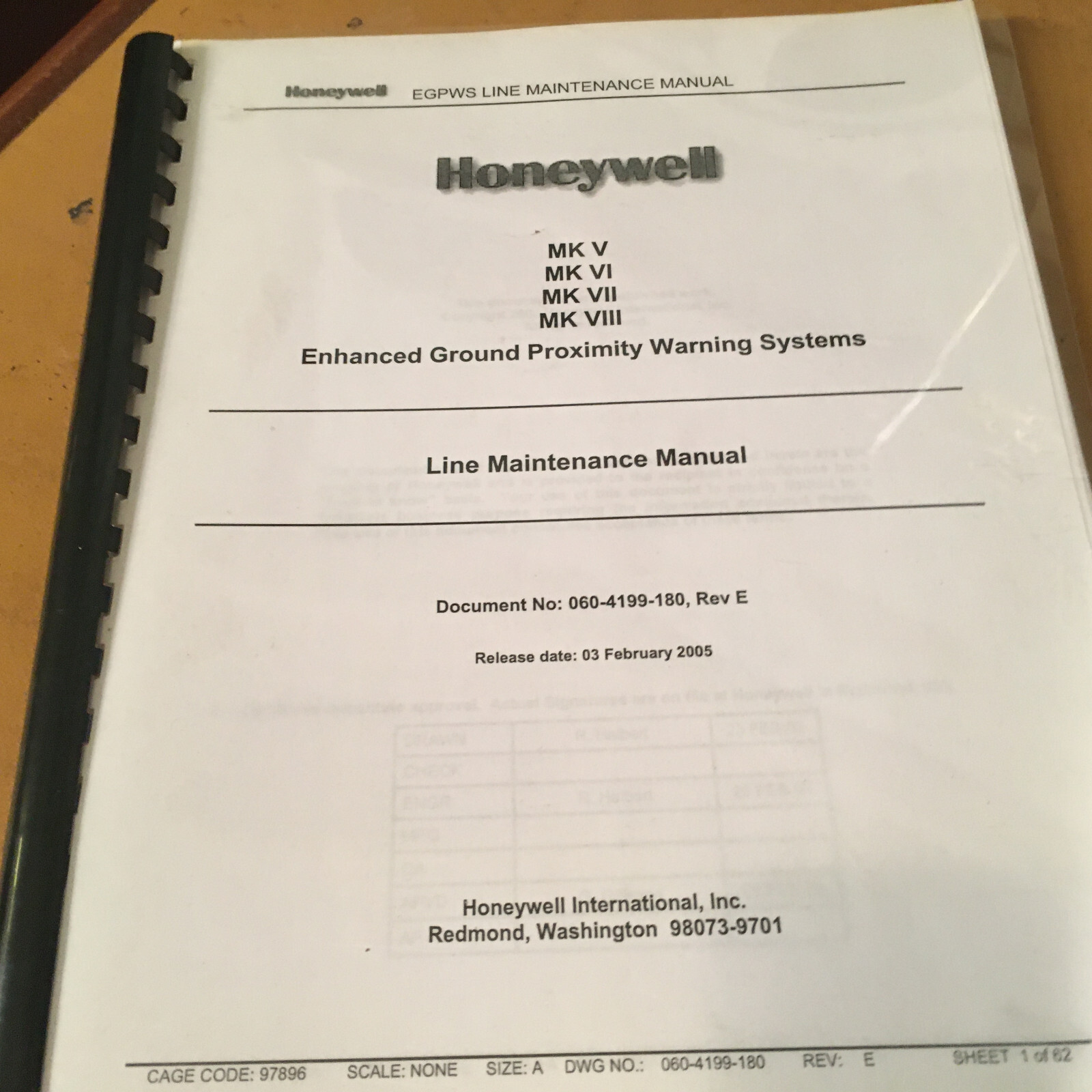 Honeywell EGPWS;  Mk-V, Mk-VI, Mk-VII & Mk-VIII Line Maintenance Manual
