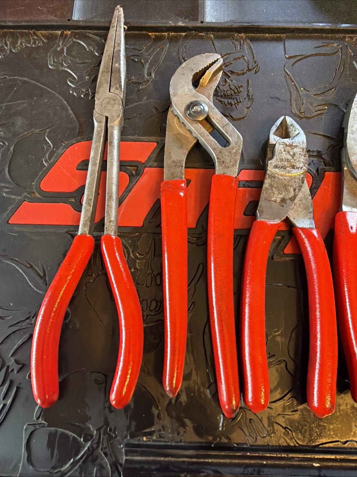 Snap On 6pc Pliers Set Red Side Cuts Needle Nose Pliers Extra Long