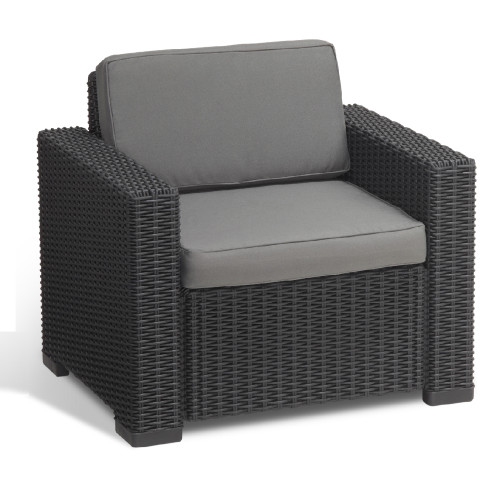 California Polyrattan Graphite Resin 2 Armchair Kit 83x68x72cm with Cushions