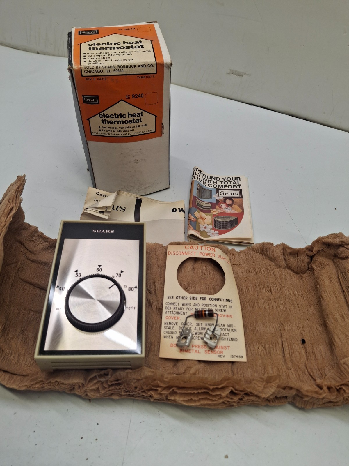 Vintage Sears Electric Heat Thermostat 42 9240