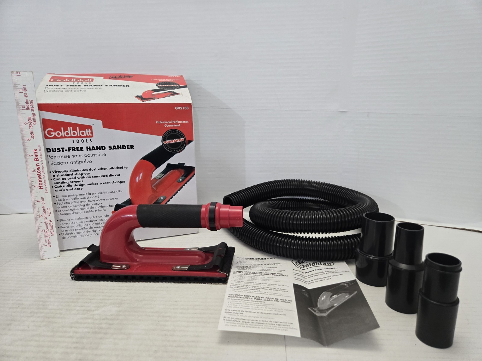 Goldblatt Dustless Drywall Vacuum Sander Dust Free Hand Sander FREE SHIPPING