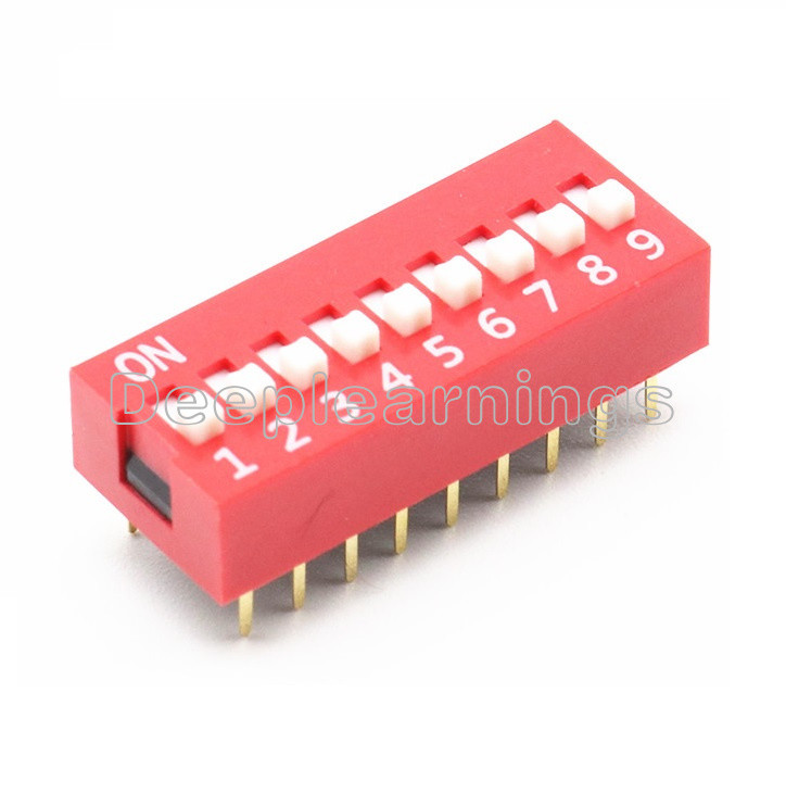 5 PCS Slide Type Switch Module 2.54mm 9-Bit 9 Position Way DIP Red Pitch
