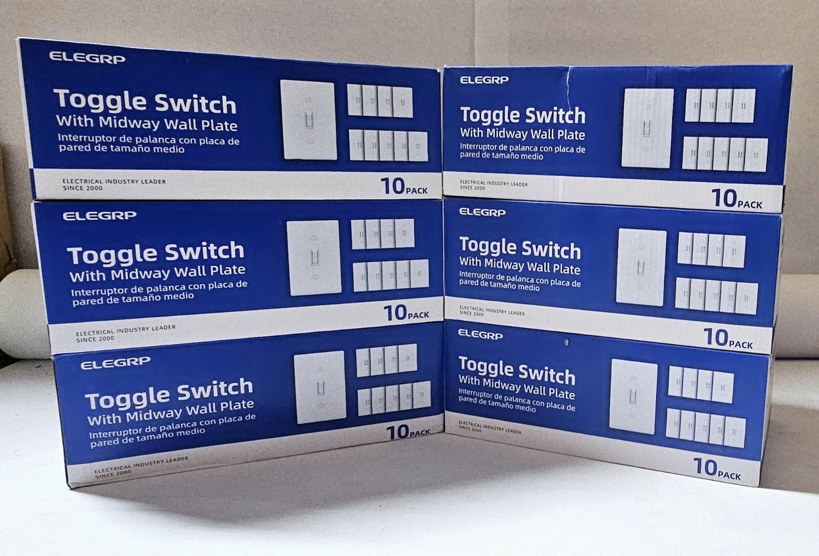 ***(Lot Of 6) 15 Amp Single-Pole Toggle Light Switch (10 Pack) With Wall Plates*