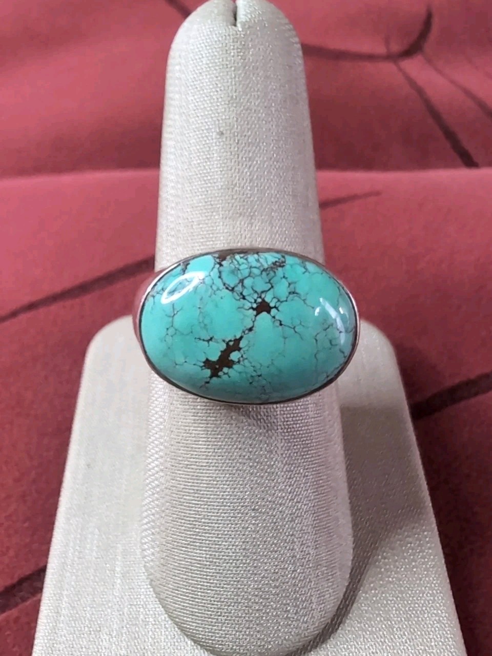 Statement Turquoise 925 Sterling Silver Dome Style Band Size 9