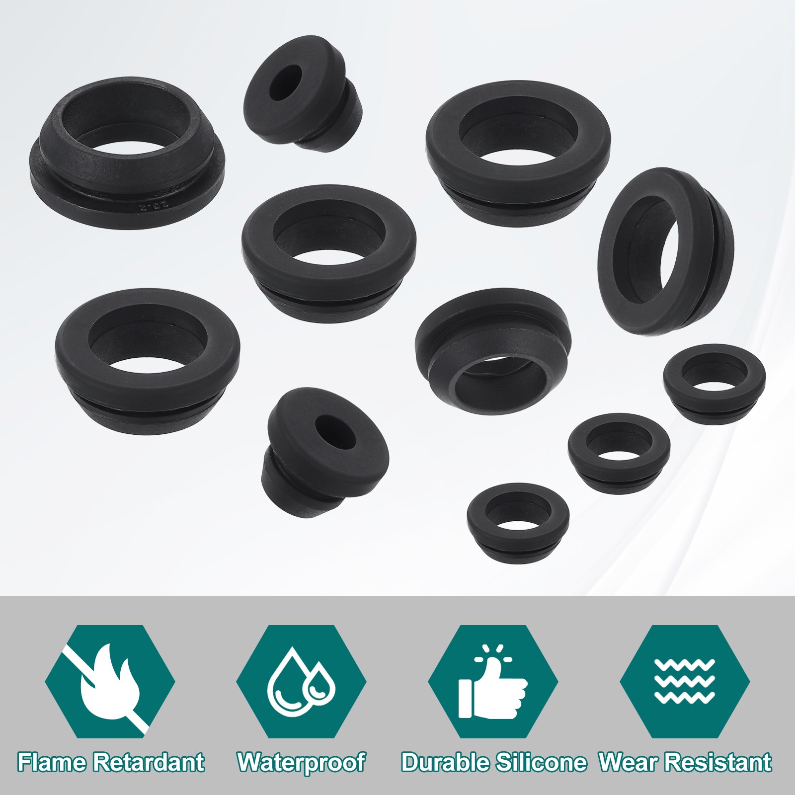 24Pcs Rubber Grommets, Mount Dia 13mm ID 10mm Firewall Hole Plug, Black
