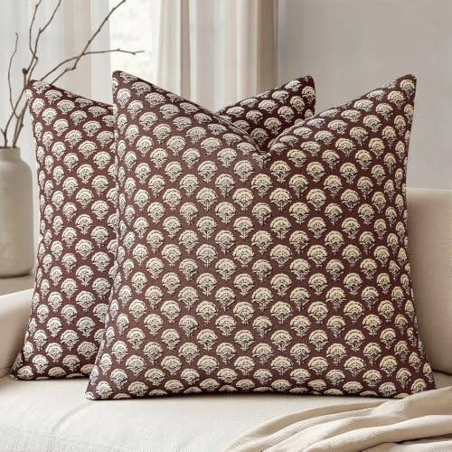 Set of 2 Decorative Floral Pillow Covers 20" x 20" (Pack of 2) Withered Rose