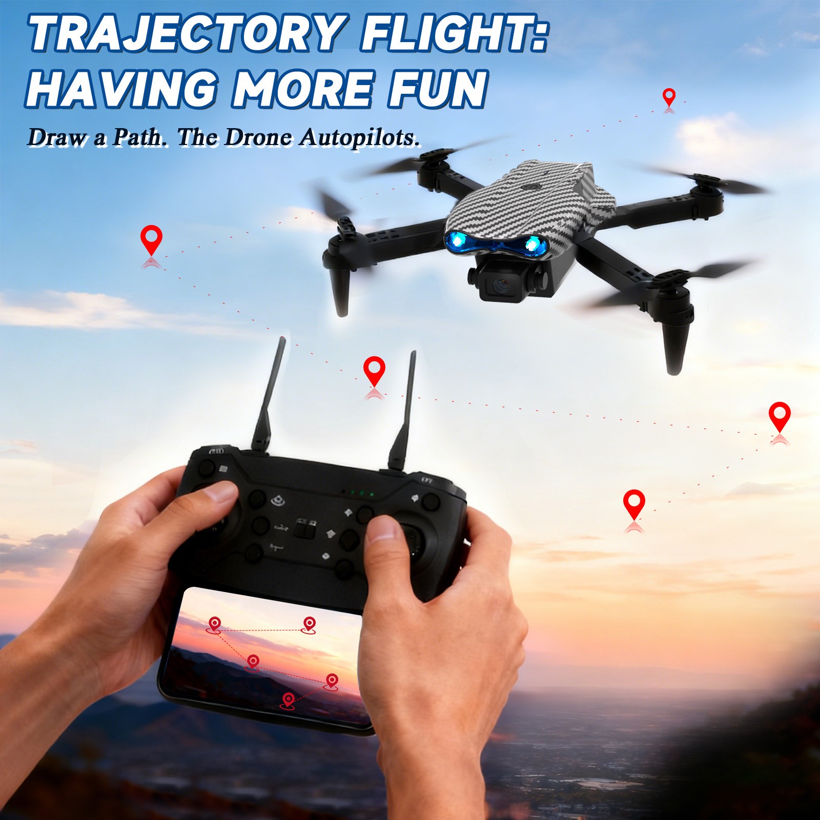 2026 RC Drone Pro FPV With 4K HD WIFI Camera Foldable Quadcopter 4 Batteries