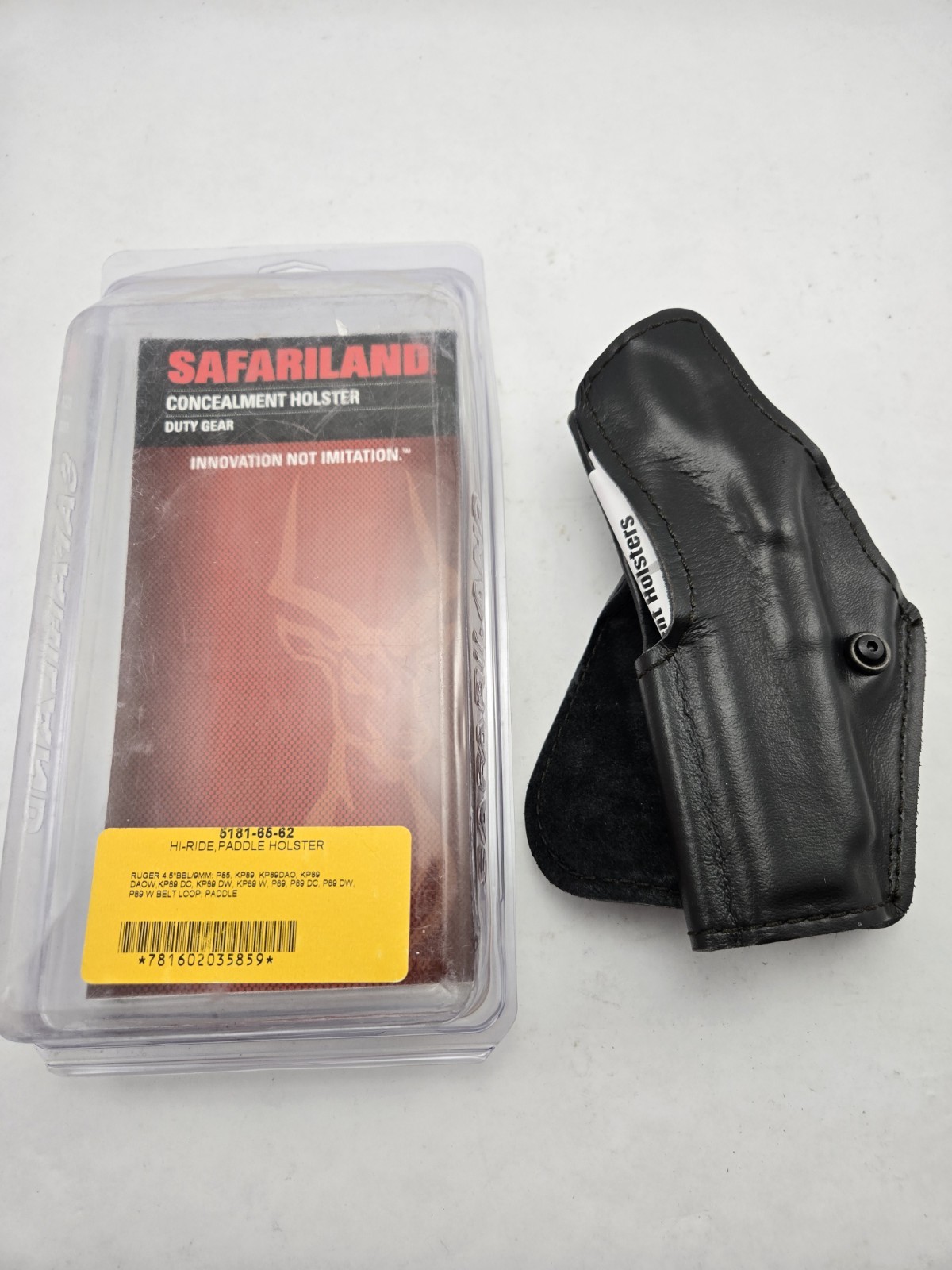 NOS Safariland 5181 Leather Holster Ruger P85 P89 Paddle OWB Left Hand Black