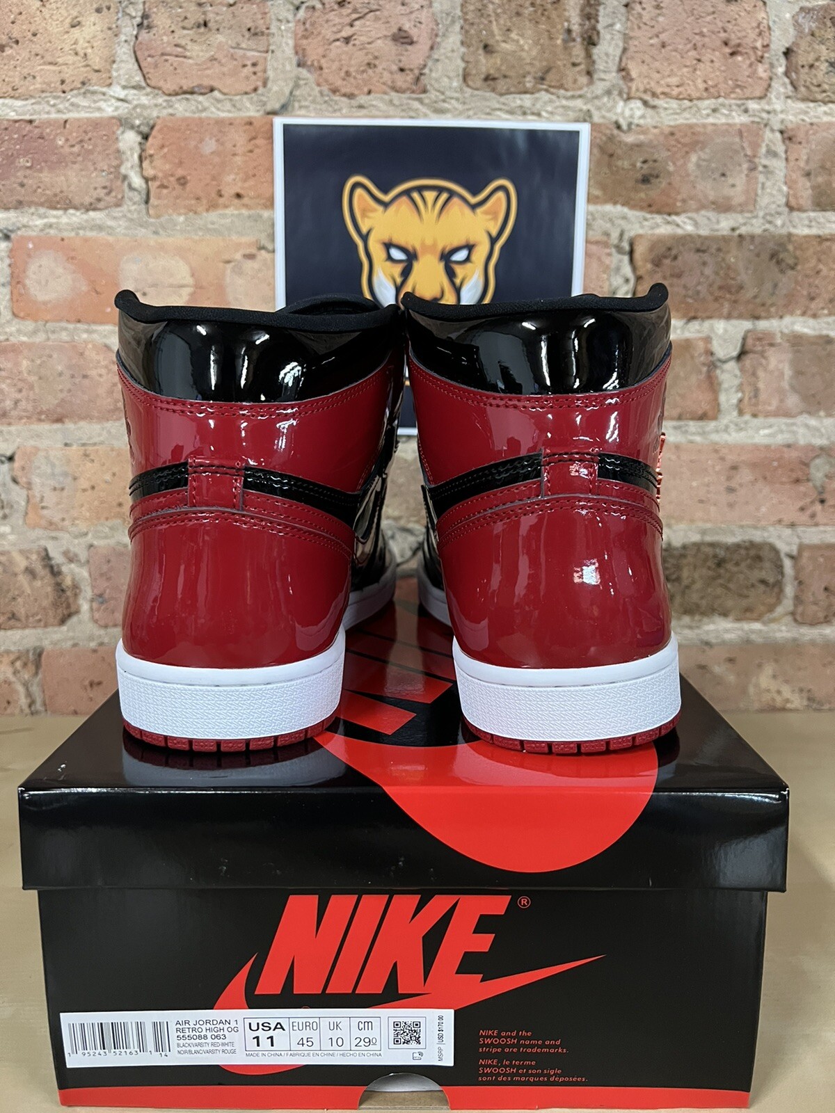 Air Jordan 1 Retro High Patent leather Bred MENS 555088-063 GS 575441-063