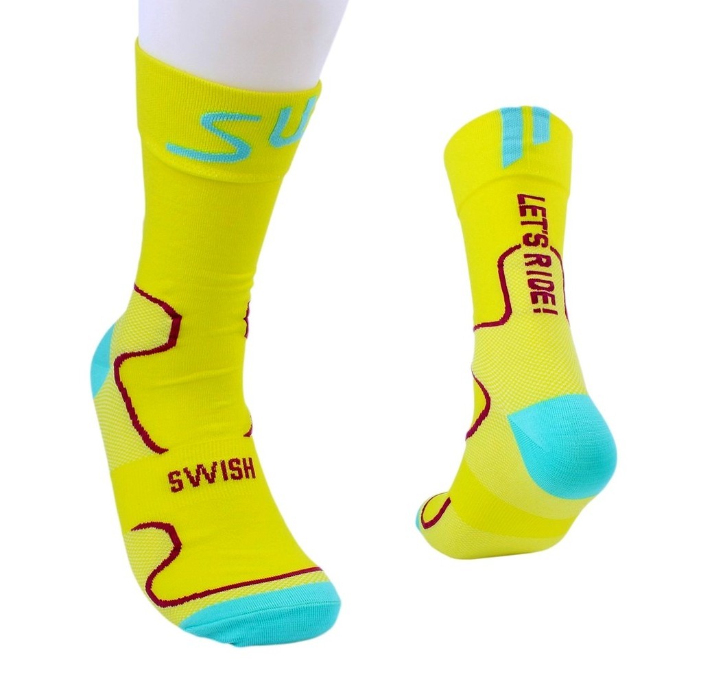 Swish Cooling Max Road MTB Riding Bike Sports Socks L-Size In Chartreuse Yellow