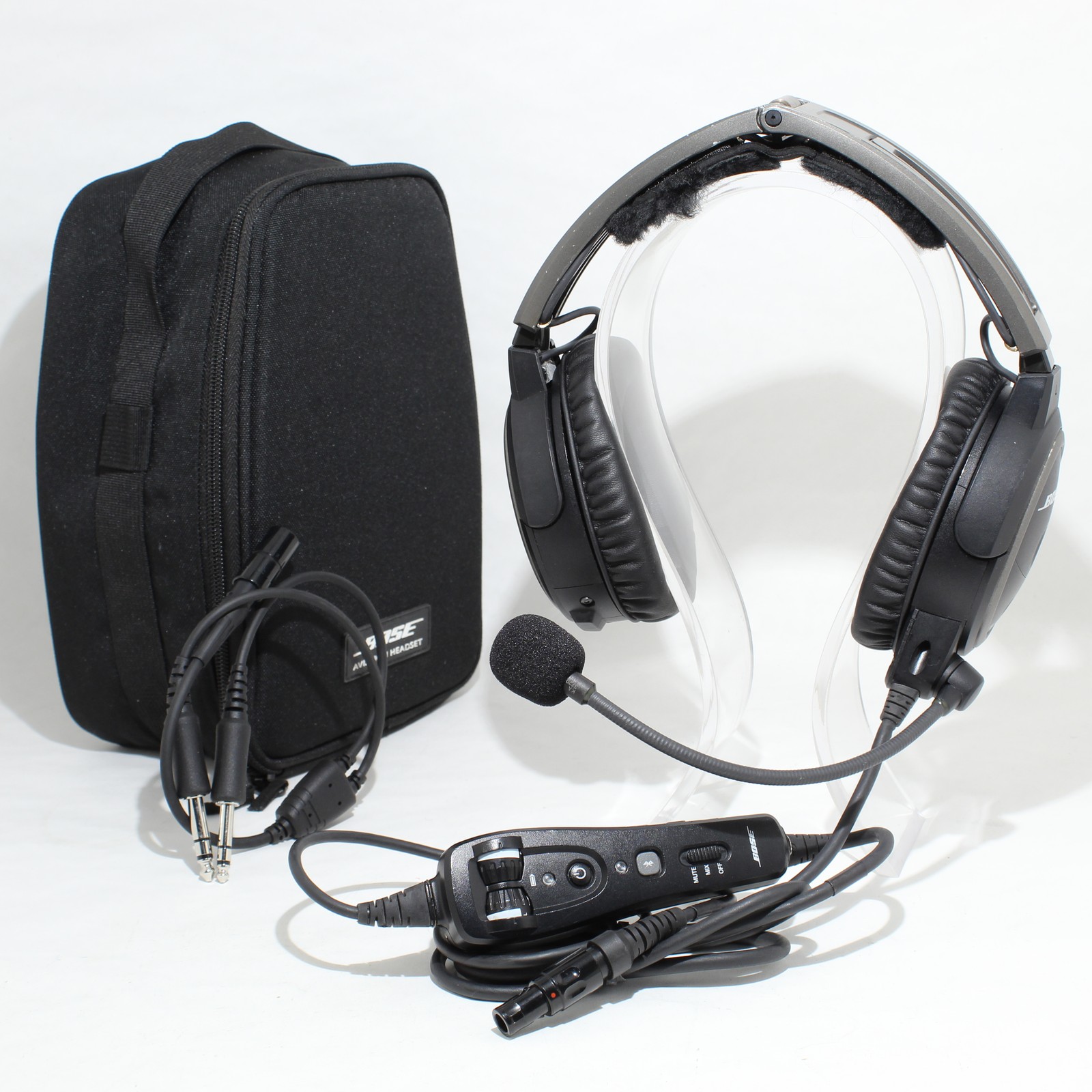 Very Good Bose A20 Bluetooth Headset Lemo w/ Dual GA Plug Adaptor BUNDLE + Case