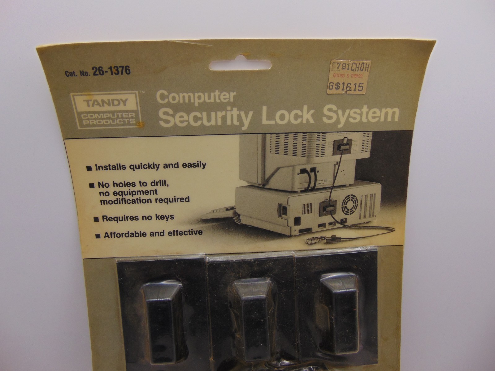 Vintage Tandy Computer Security lock System Radio Shack Pad Lock & Cable NOS