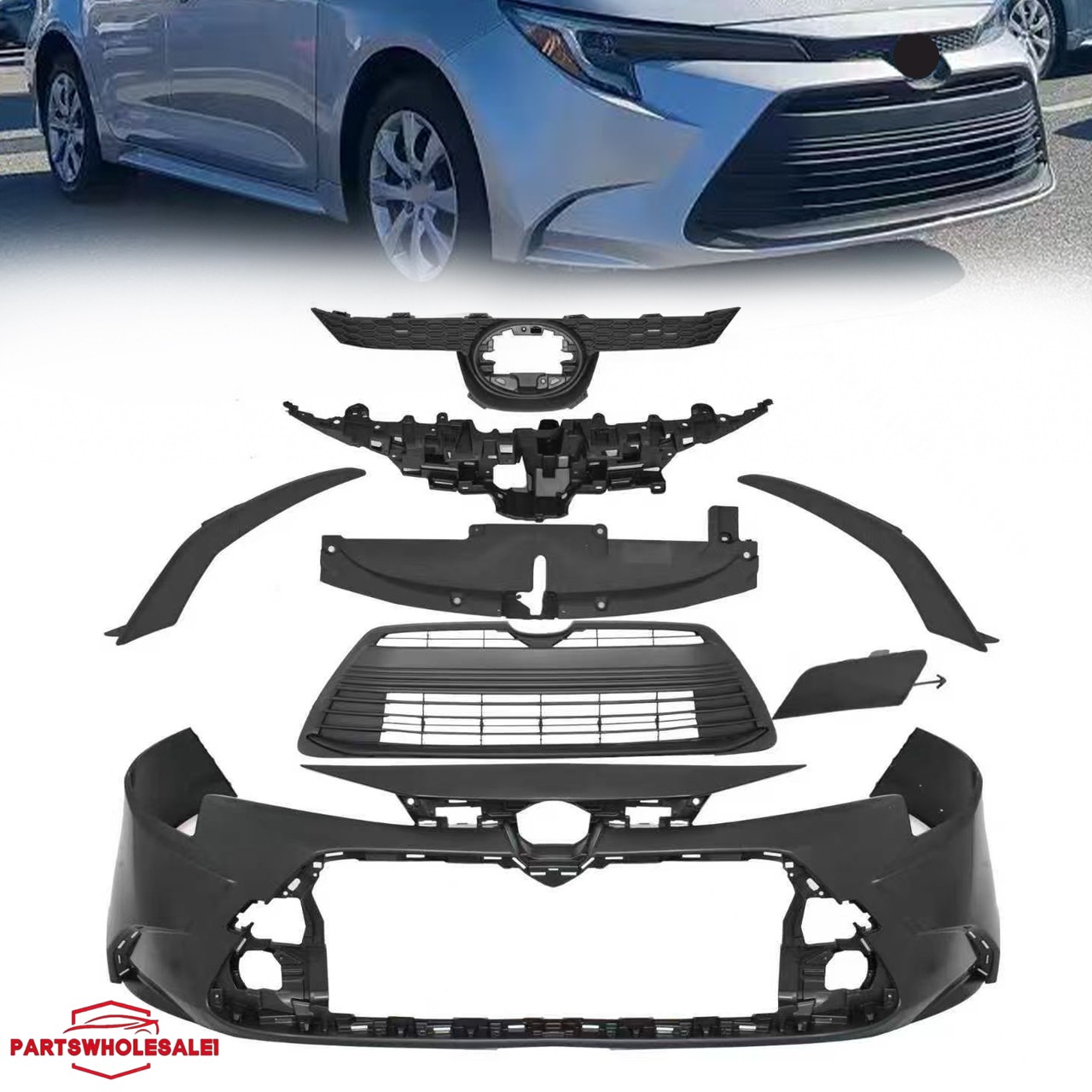 For 2023-24 Toyota Corolla LE XLE Front Bumper Cover W/Grille/Radiator/Fog Light
