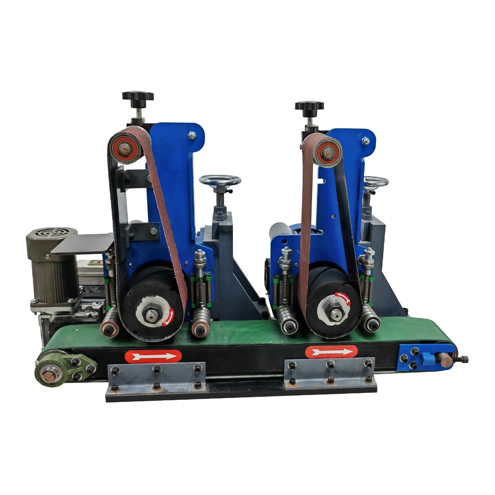 2Station Belt Sander220V Flat Rust Drawing Deburring Polishing Grinder Sharpener