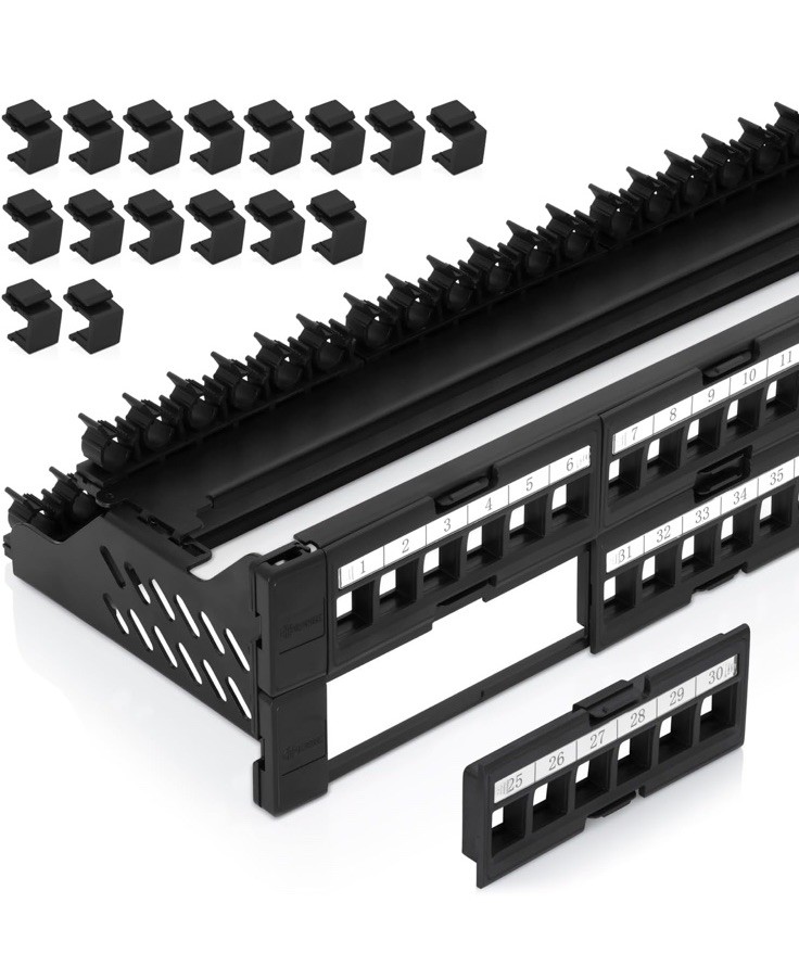 48 Port Keystone Patch Panel 1-Pack - Use with Slim Profile Keystones ONLY Wi...
