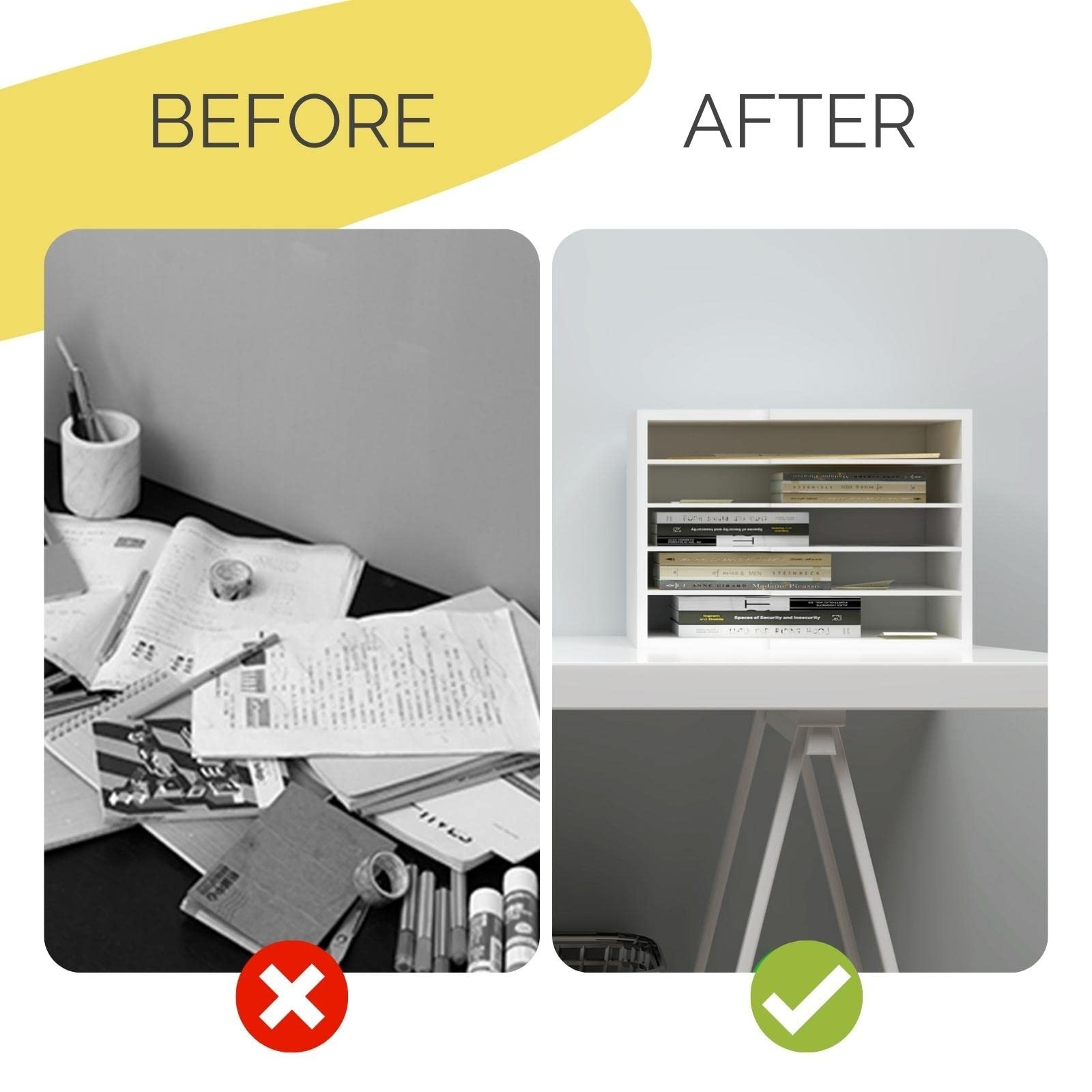 LAPTAIN Desktop File Sorter with 4 Adjustable Shelves for Home and Office, Pa...