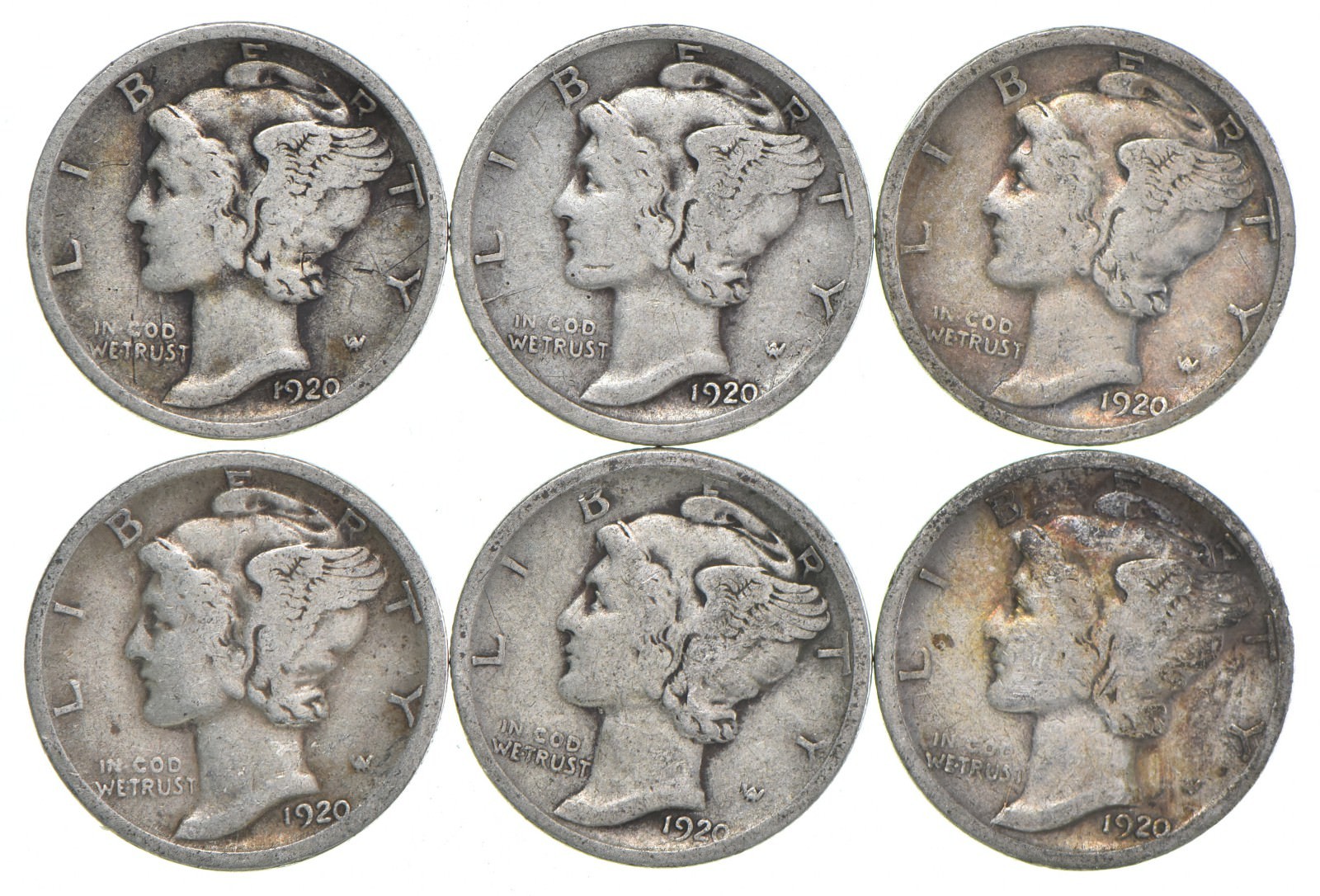 VG+ 1920-D Mercury 90% Silver Dime