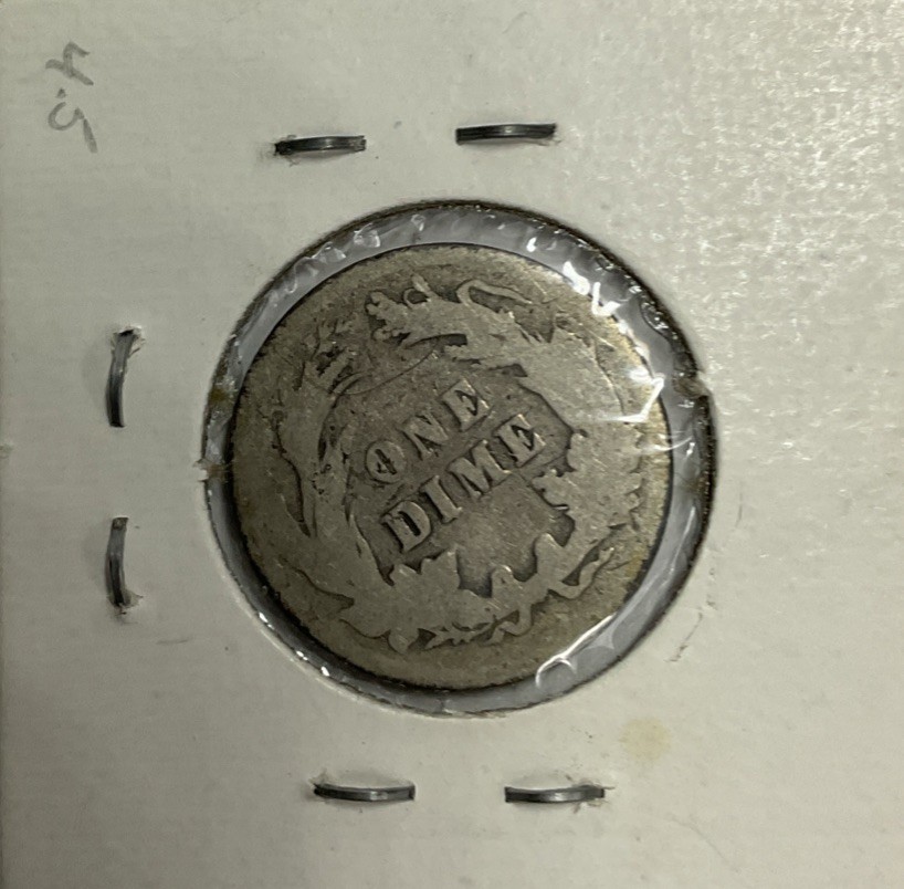 1893 Barber Dime 10C Silver Coin #1058