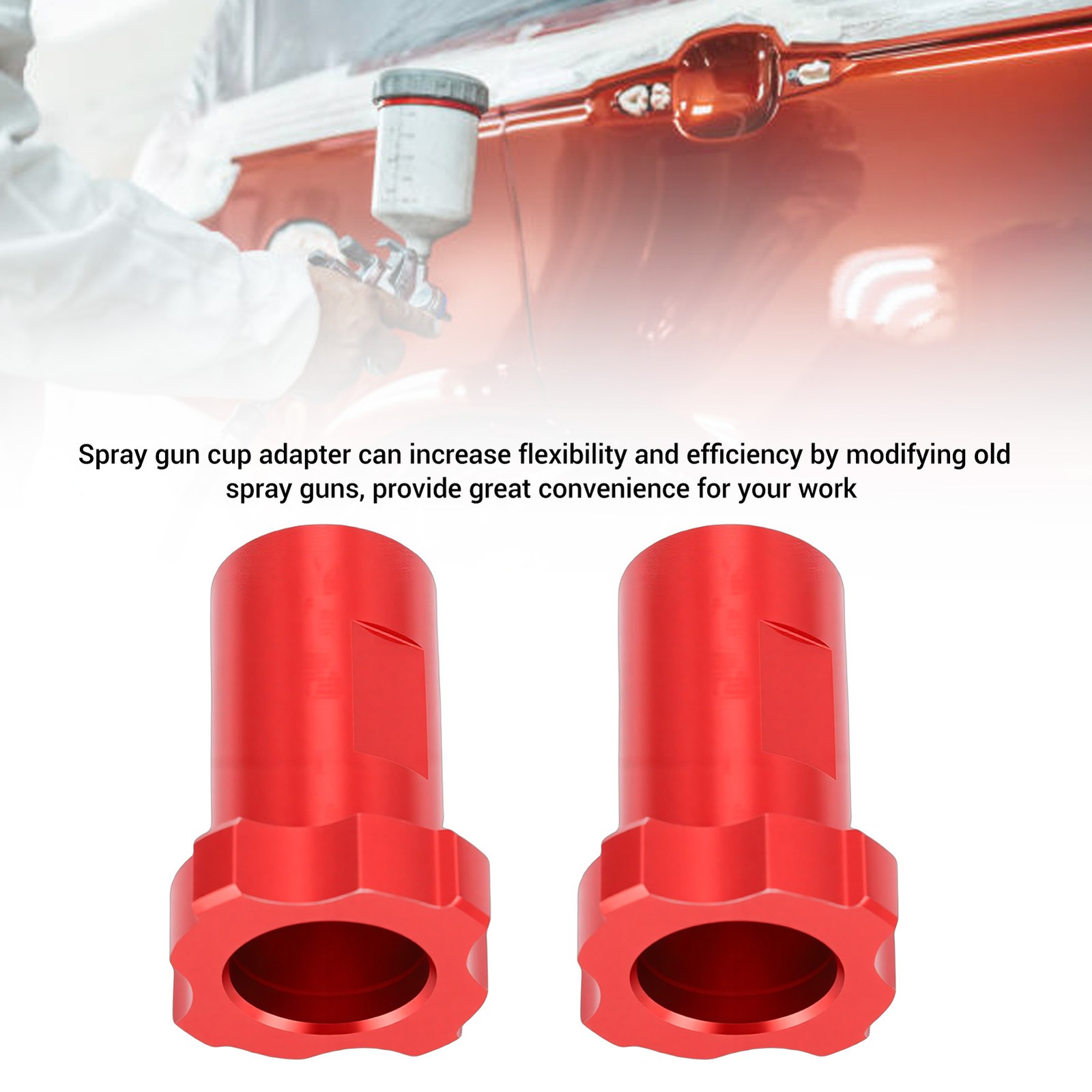 2-Pack Red Spray Cup Adapter Internal Thread M16*1.5mm