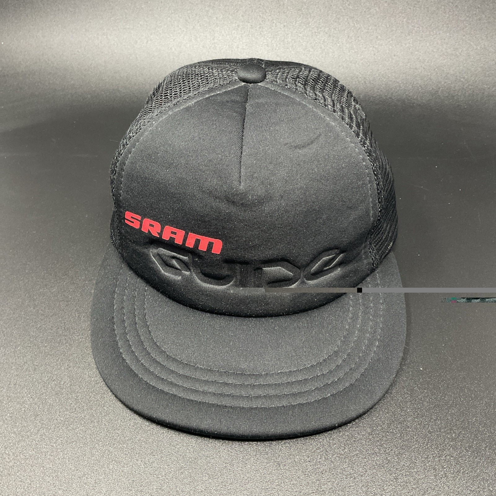 SRAM Black/Red Logo Mesh Snapback Hat Adjustable Breathable Cycling Cap