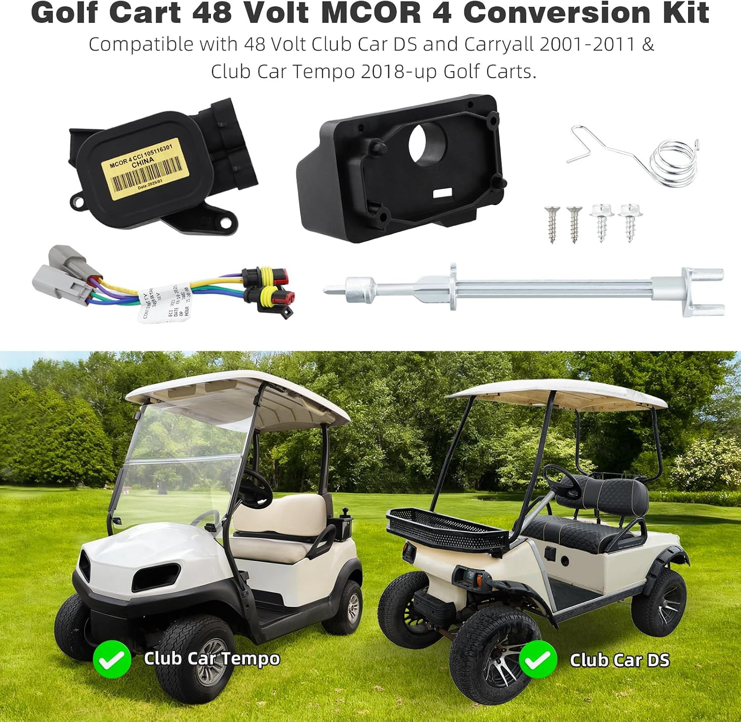48 V Golf Cart MCOR 4 Throttle Potentiometer, MCOR 4 Conversion Kit Compatible w