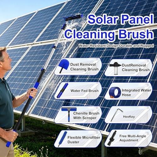 30FT Reach Solar Panel Cleaning Brush Kit with 5-Telescoping Pole, 40FT 24FT