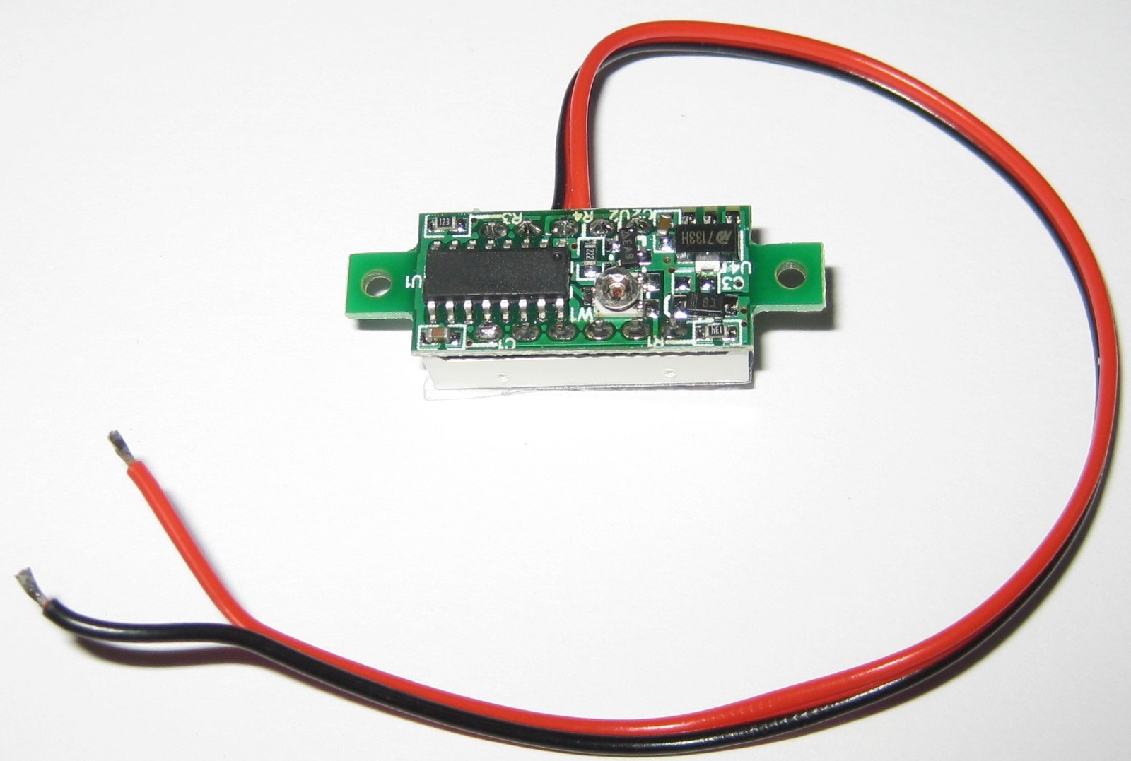 Self Powered DC Panel Mount Mini Voltmeter - 2.5 to 30 VDC Meter - Red .28" Digi