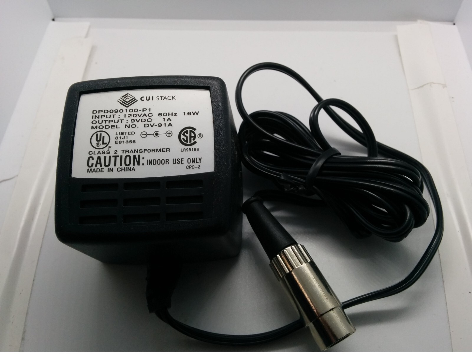 CUI STACK DPD090100-P1 POWER SUPPLY, 120VAC 60Hz 16W, MODEL #DV-91A, NNB