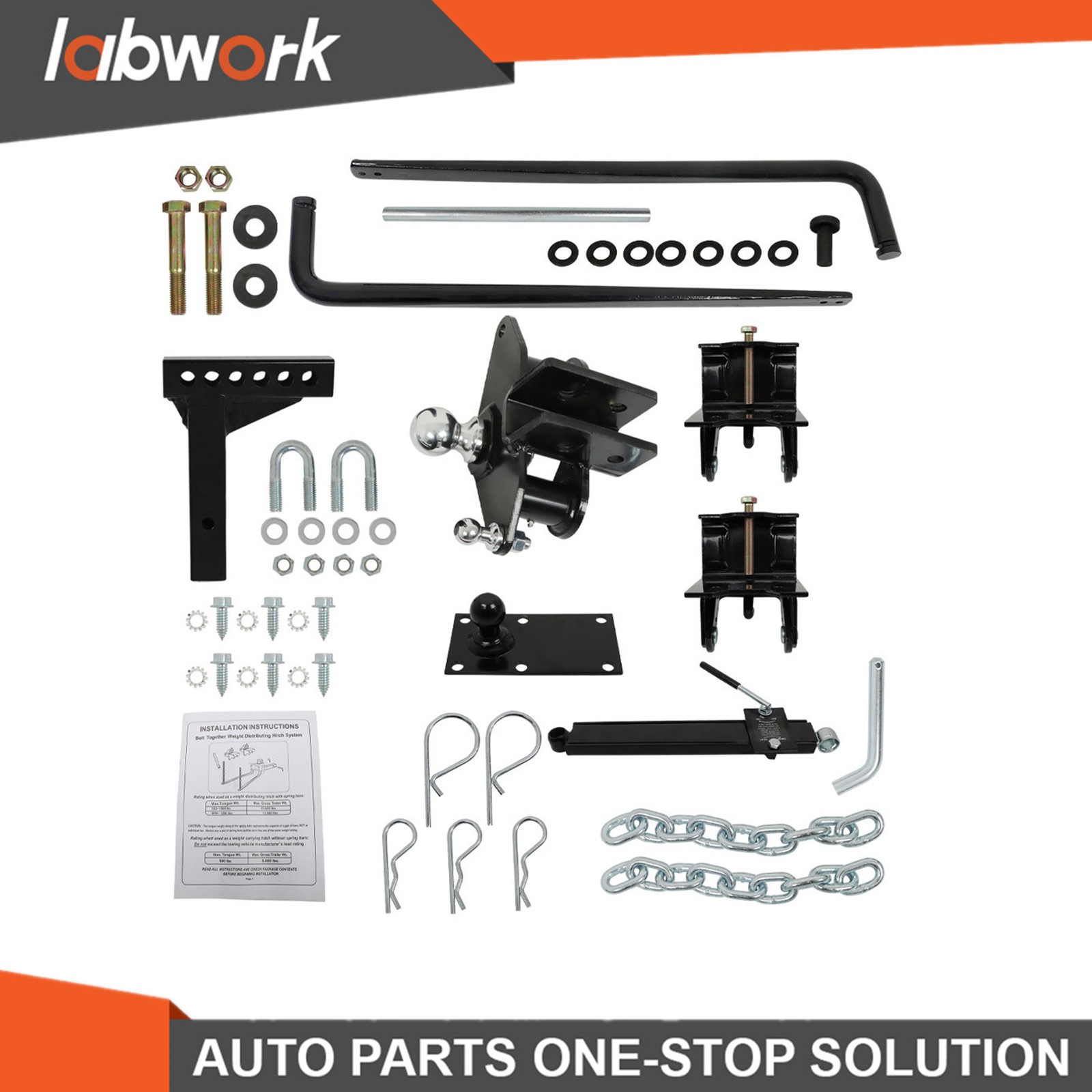 Labwork 1200lb Weight Distribution Hitch 2-5/16 Inch Ball Sway Control & Shank