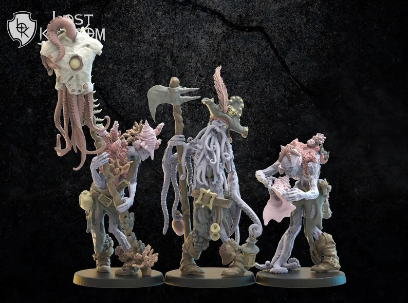 Deep Sea Zombies Command Group - 28-32mm Undead - Resin Tabletop Miniature