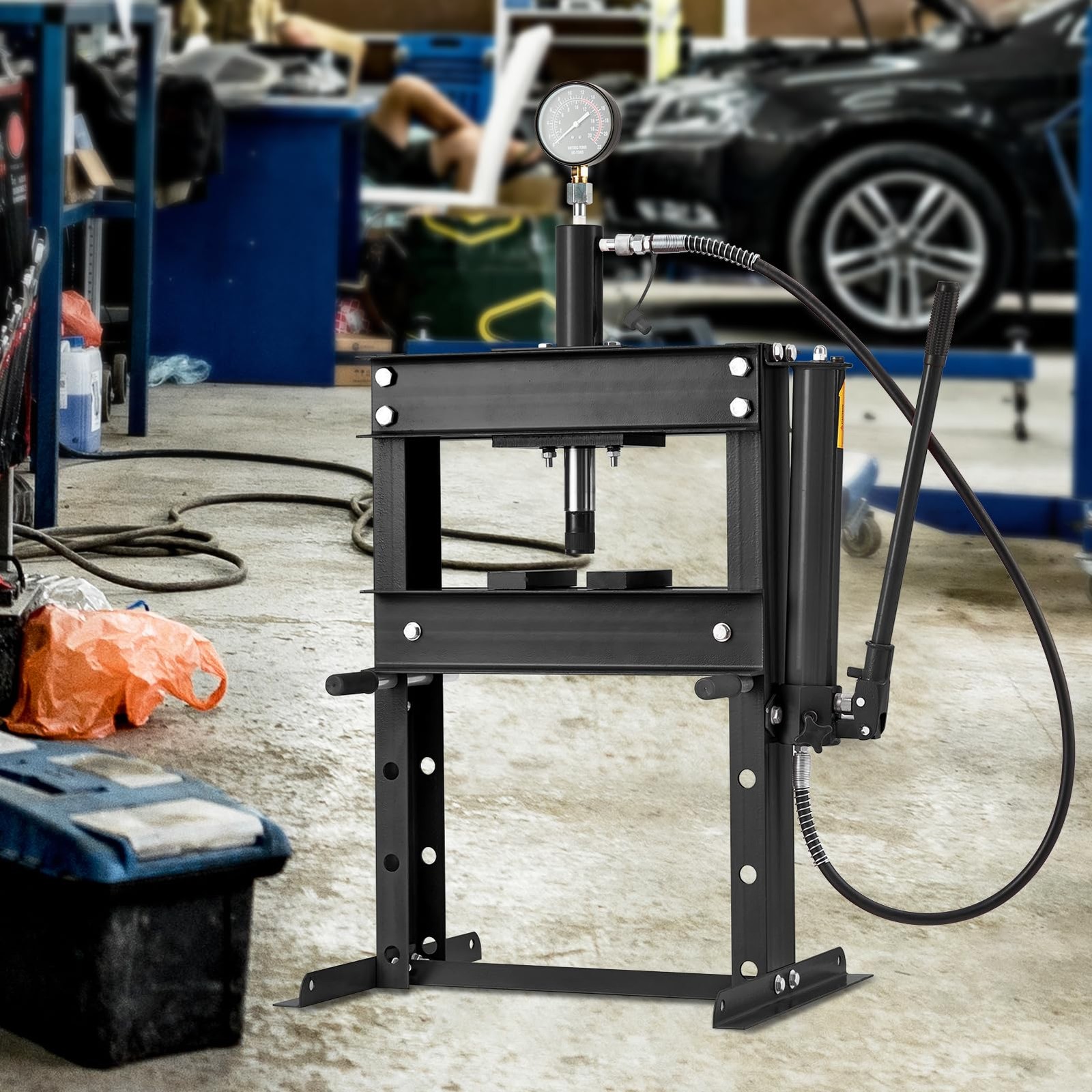 ✨Hydraulic Press 10Ton,Heavy Duty h-Frame Garage Hydraulic Shop Press,Worktable