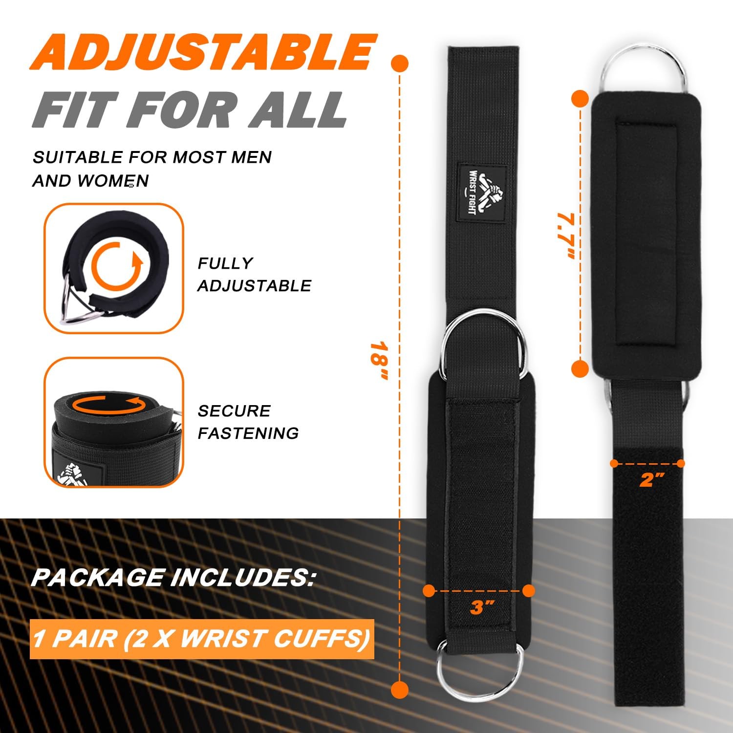 "Dual D-Ring Wrist Cuffs for Cable Machine Workouts & Arm Strength Training"