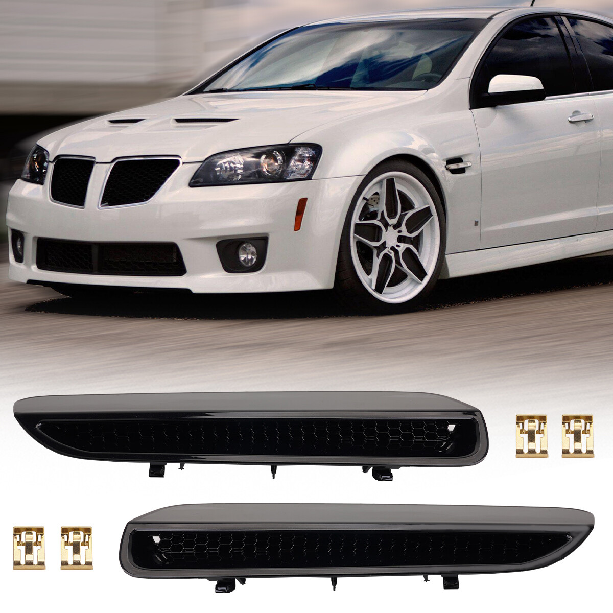 For 2008-09 Pontiac G8 GT GXP Hood Scoops Grilles Vents PAIR BRAND US