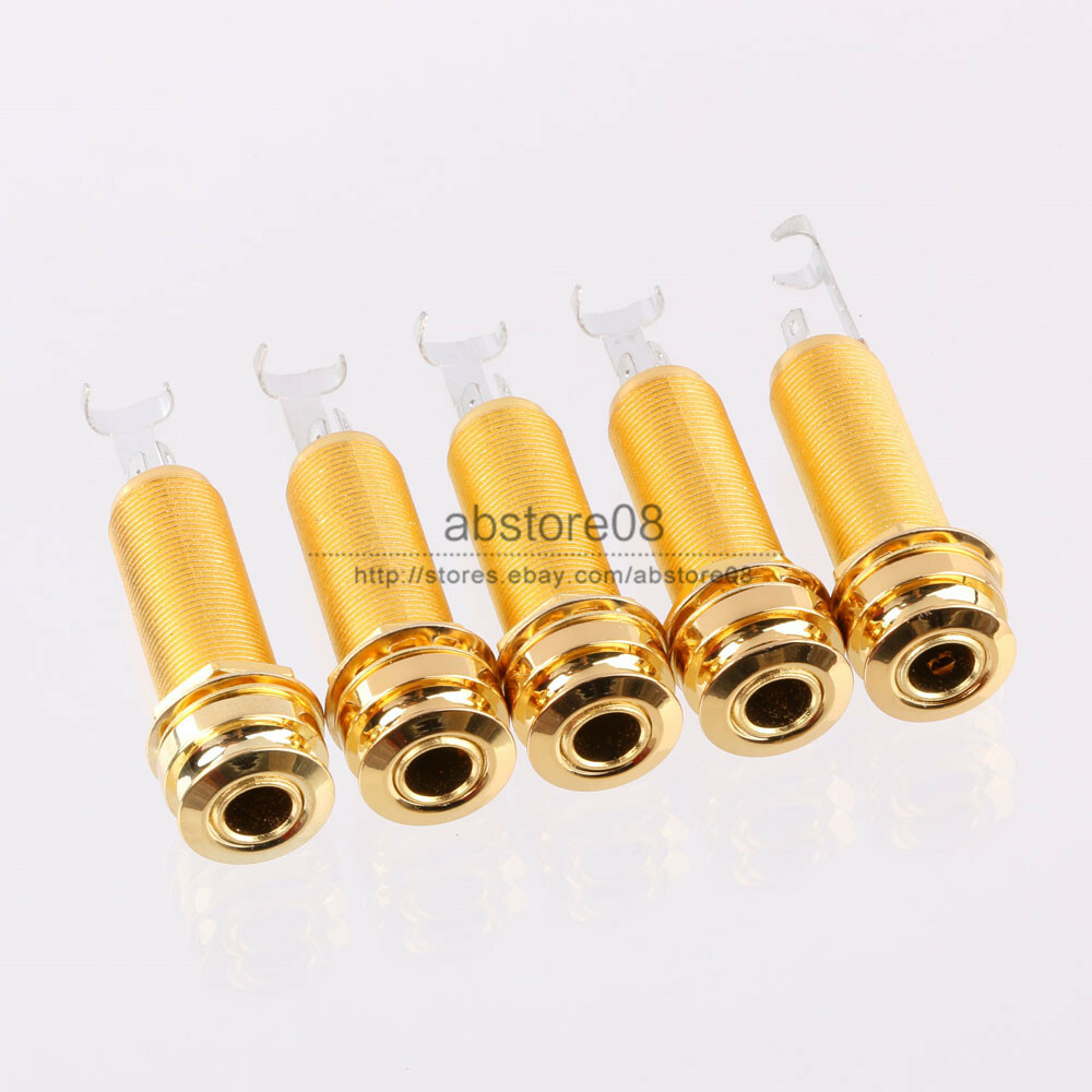 5PCS Guitar Cylinder Output Mount Jack Flush 1/4" Guitar Parts Golden 6306