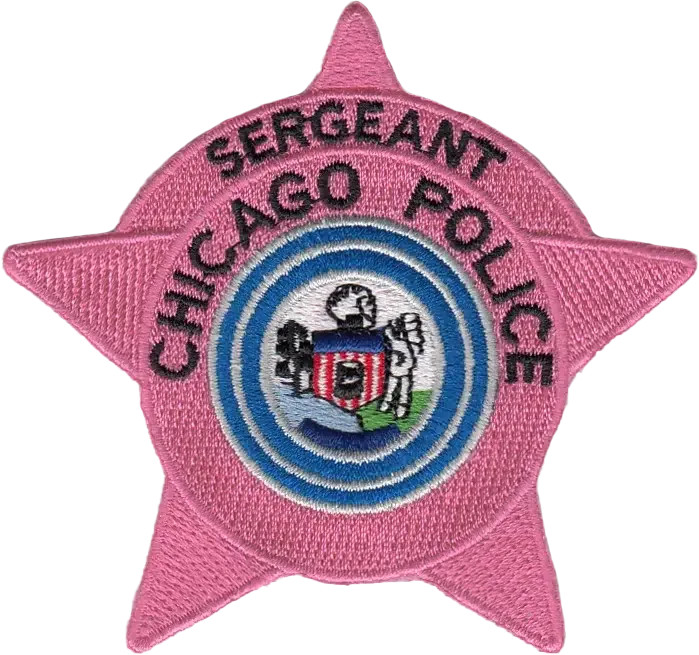 NOVELTY CHICAGO POLICE STAR PATCH: Sergeant - Pink Breast Cancer Awareness