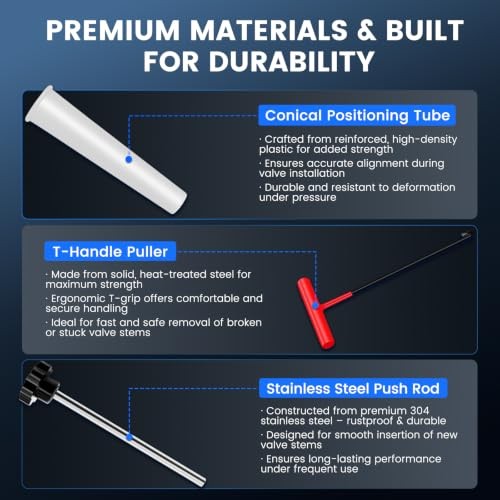 45PCS Tire Valve Stem Tool Kit – Replace Valve Stems Without Removing Tire,