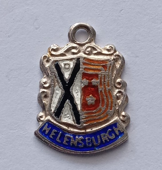 VINTAGE SILVER BRACELET CHARM HELENSBURG TRAVEL SHIELD PLACE NAME CHARM.   CH1-4