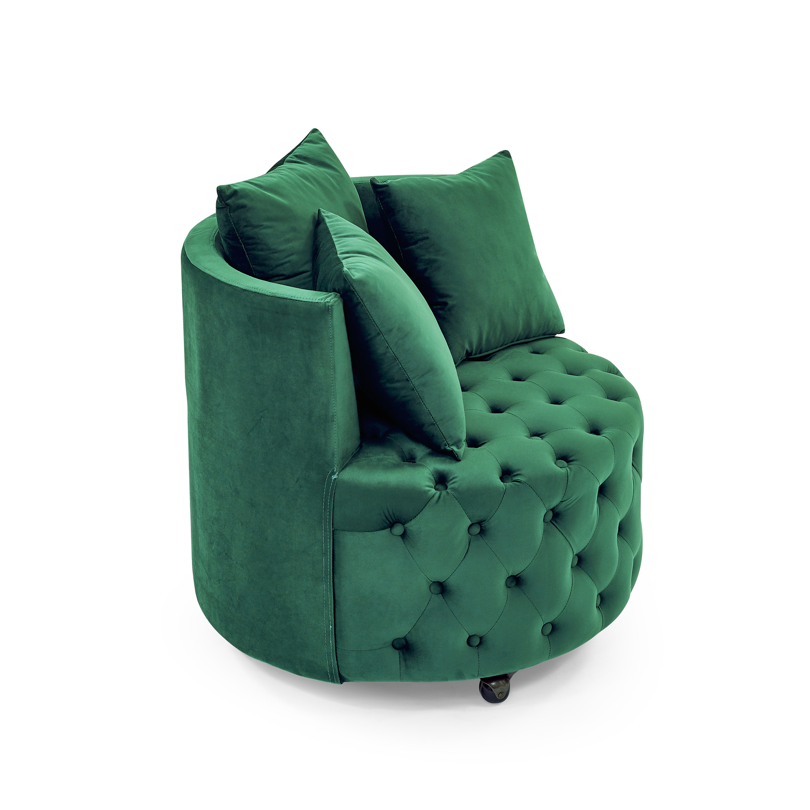 Velvet Upholstered Accent Chair Sofa Lounge Club Round Chair Living Room Green