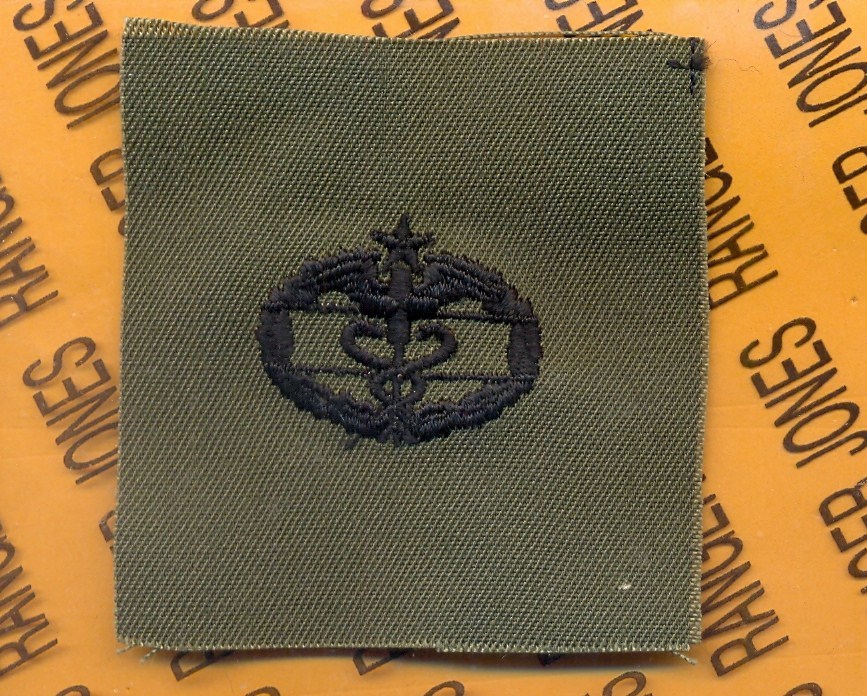 US Army CMB Combat Medical Badge OD Green & Black 2nd Award cloth patch