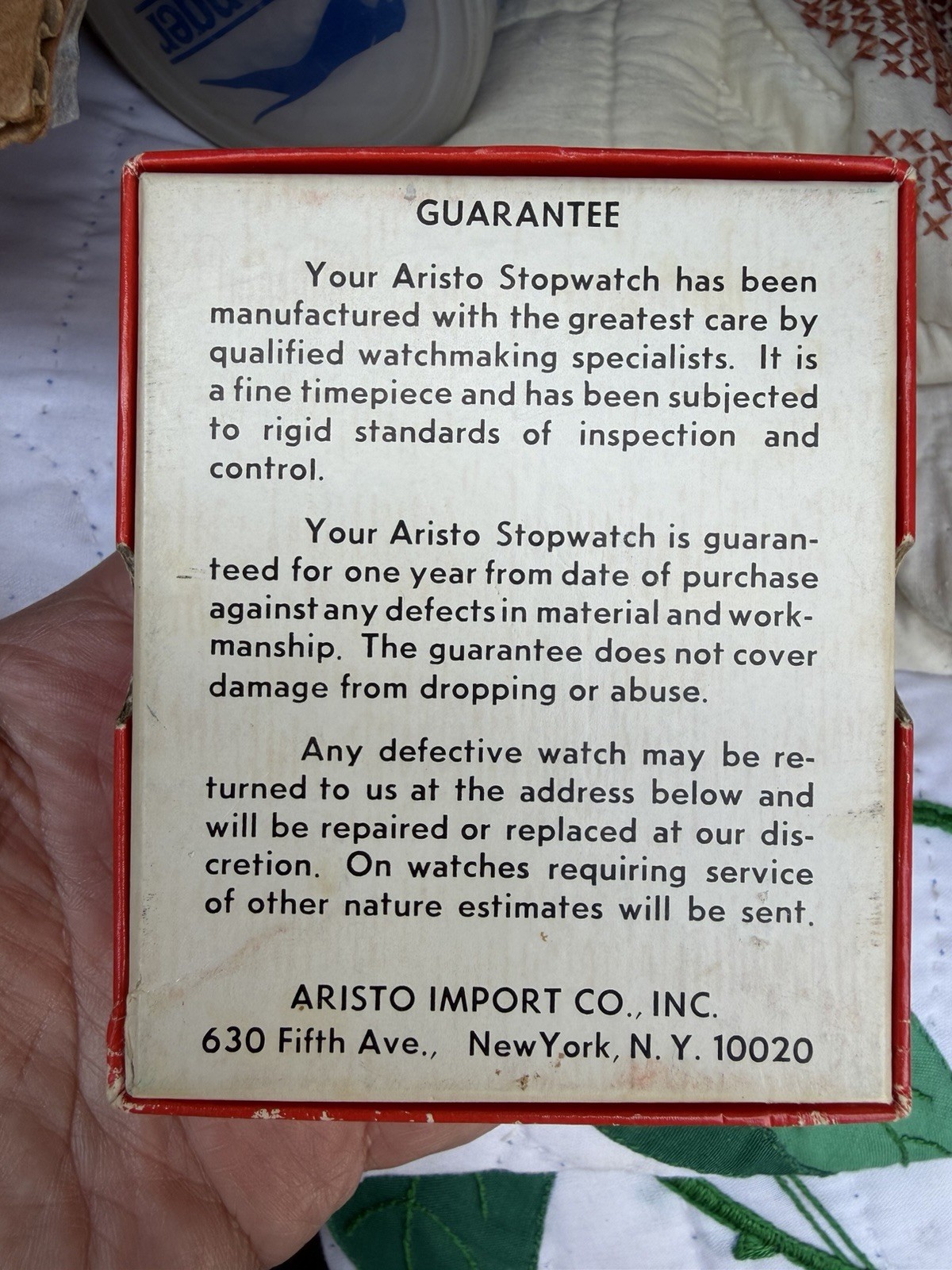 Vtg Aristo Apollo Mechanical Stopwatch Silver Timer with Box & Original Receipt!