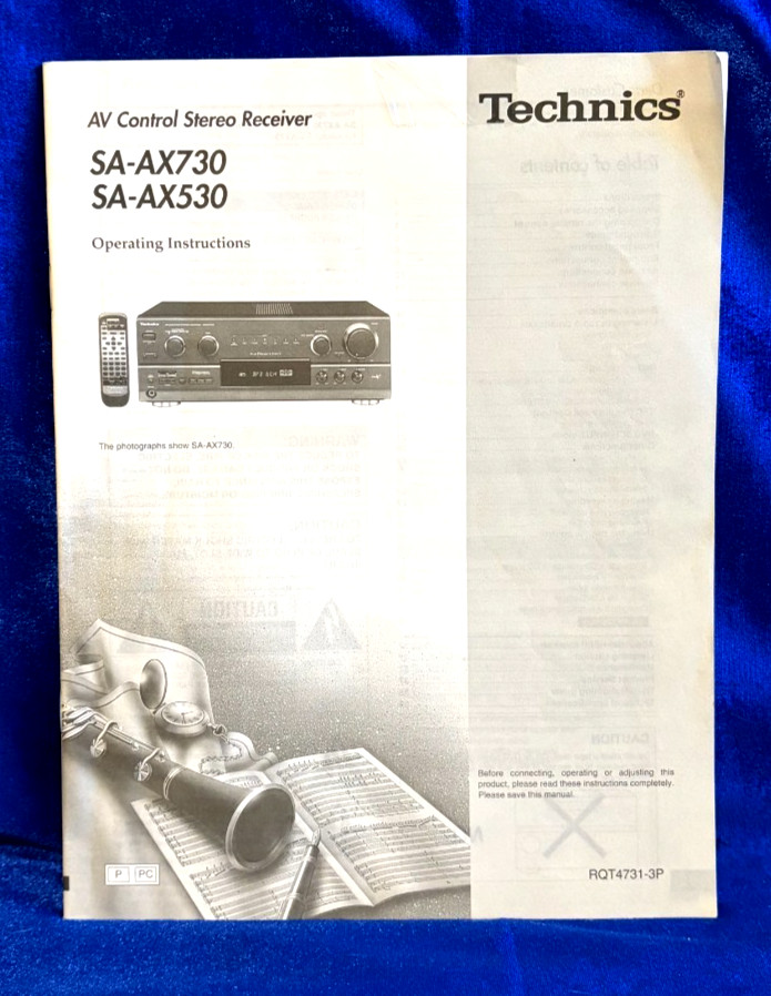 Techics SA-AX730 / SA-AX530 AV Control Strereo Receiver Owner's Manual