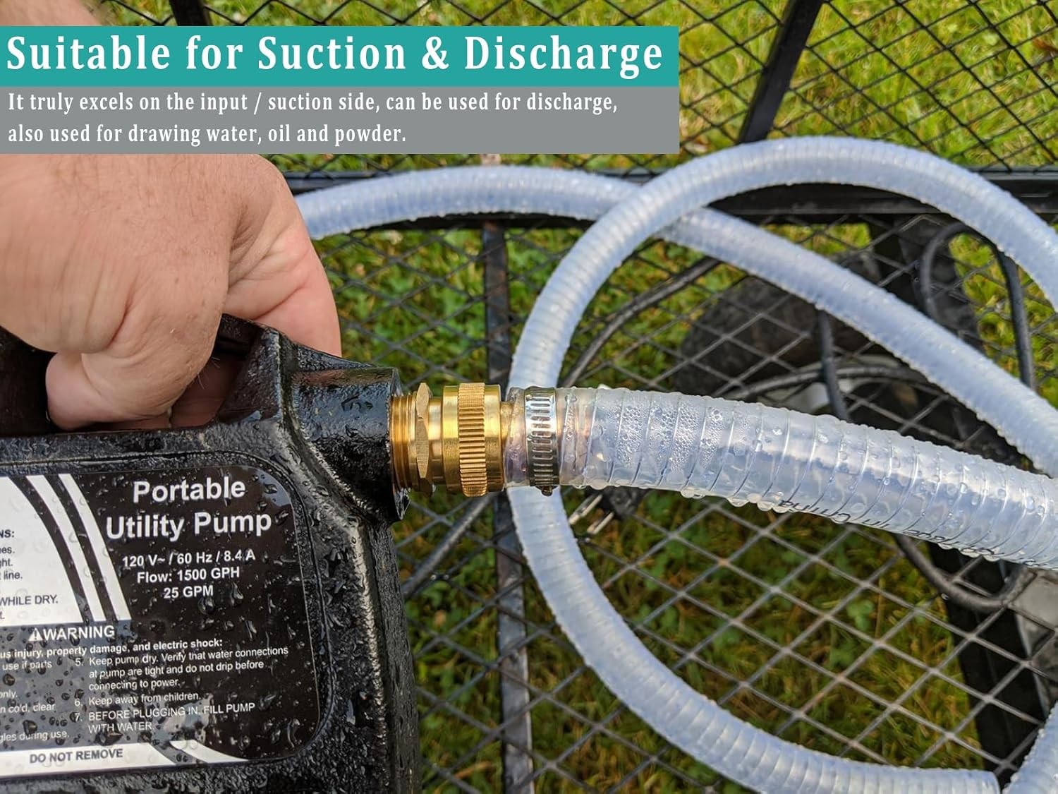 Wire Reinforced Hose 1" id - 10ft Clear High Pressure 1" ID,