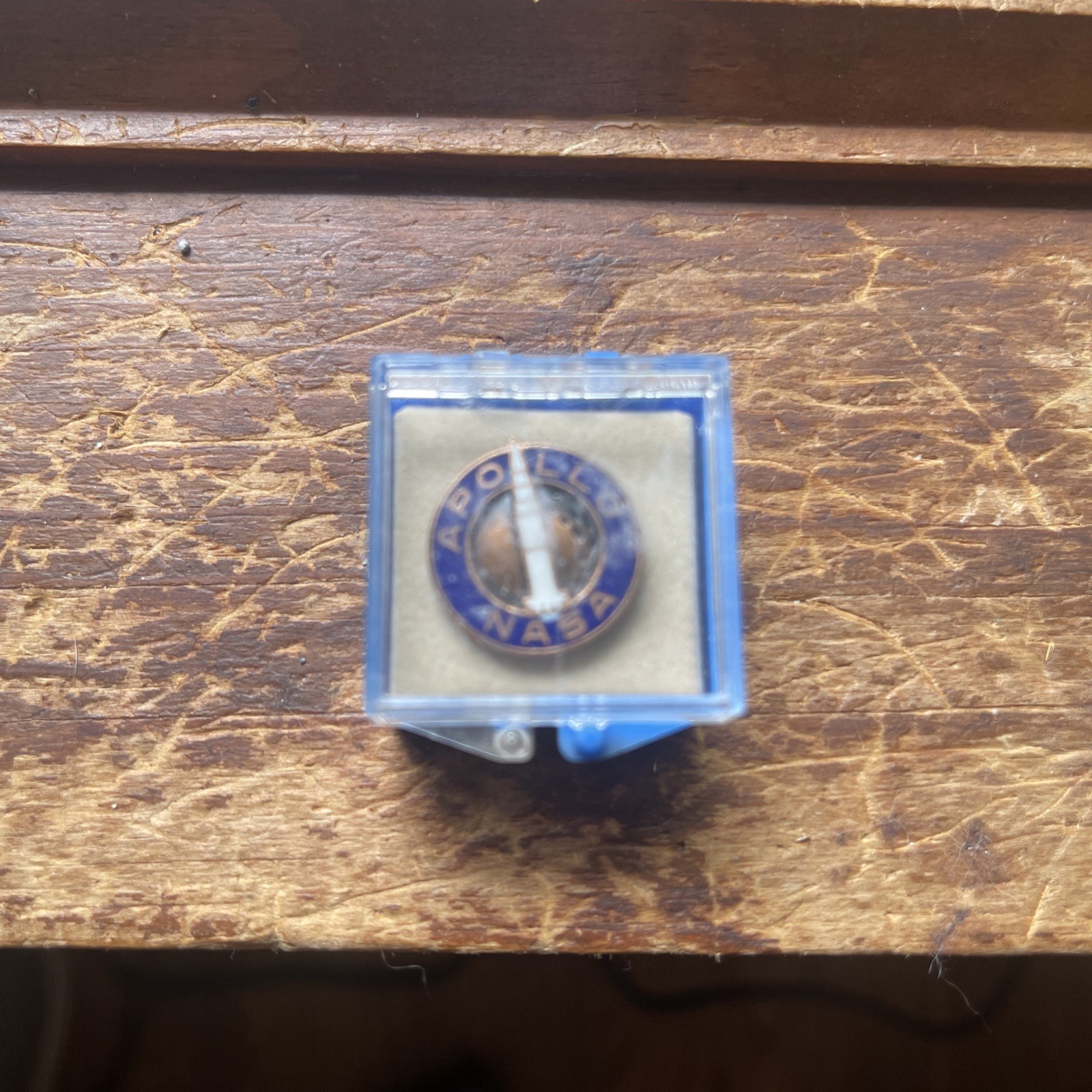 Vintage NASA Employee Apollo enamel lapel or tie pin, Saturn V rocket, Antaya