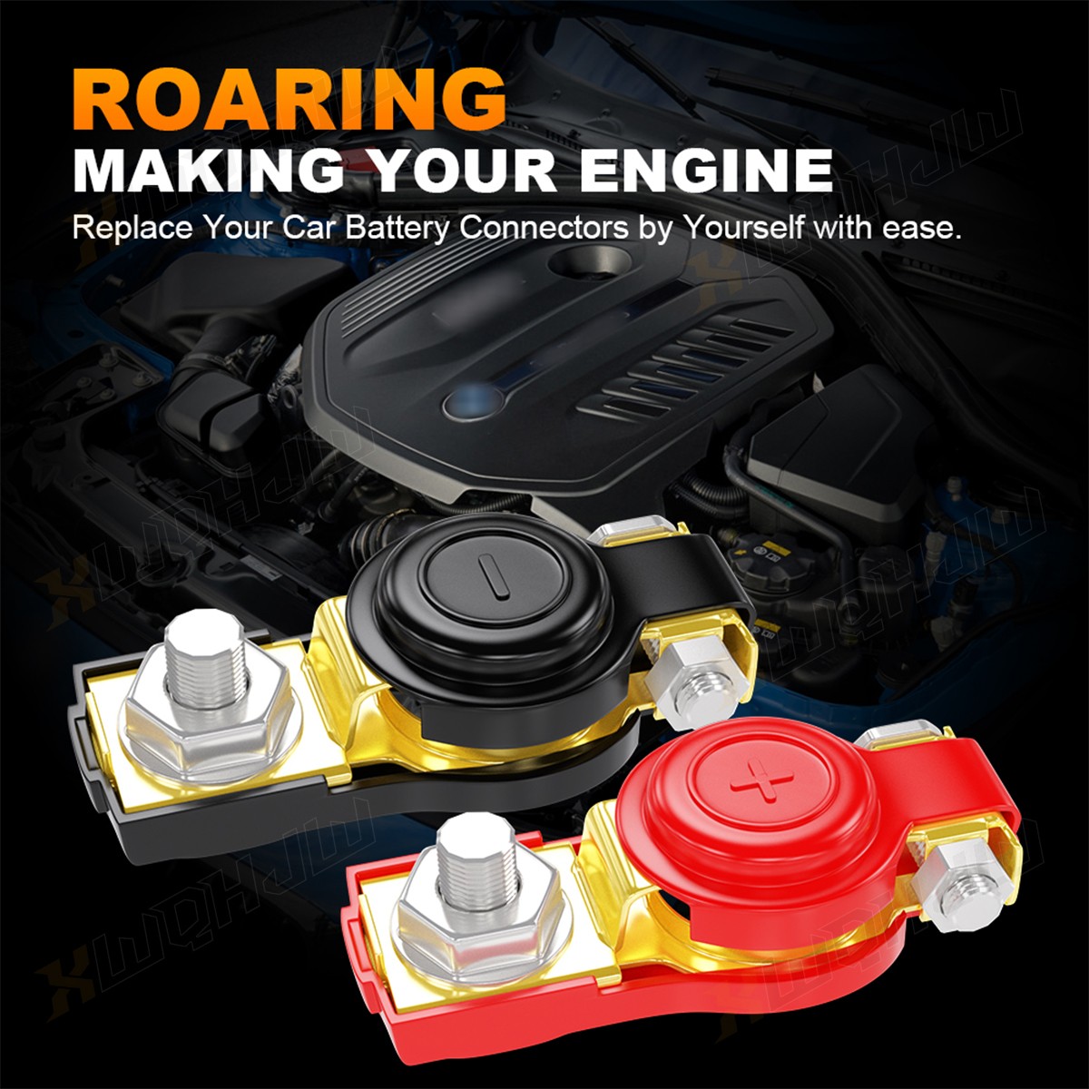 2PCS Battery Terminal Connectors Positive & Negative for Nissan Top Post