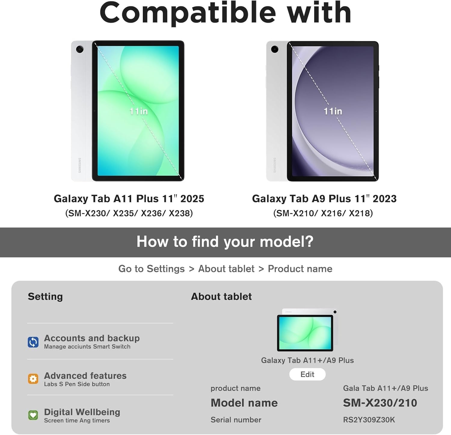 9H Scratch-Resistant Screen Protector for Galaxy Tab A11/A9 Plus 11 Inch Devices