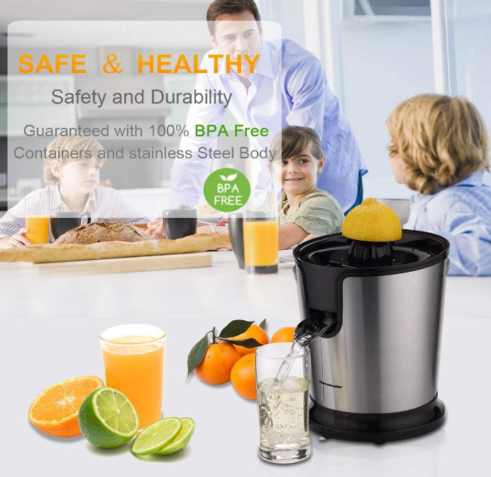Electric Citrus Juicer, Lemon Squeezer, Orange Squeezer with Two Cones, Black